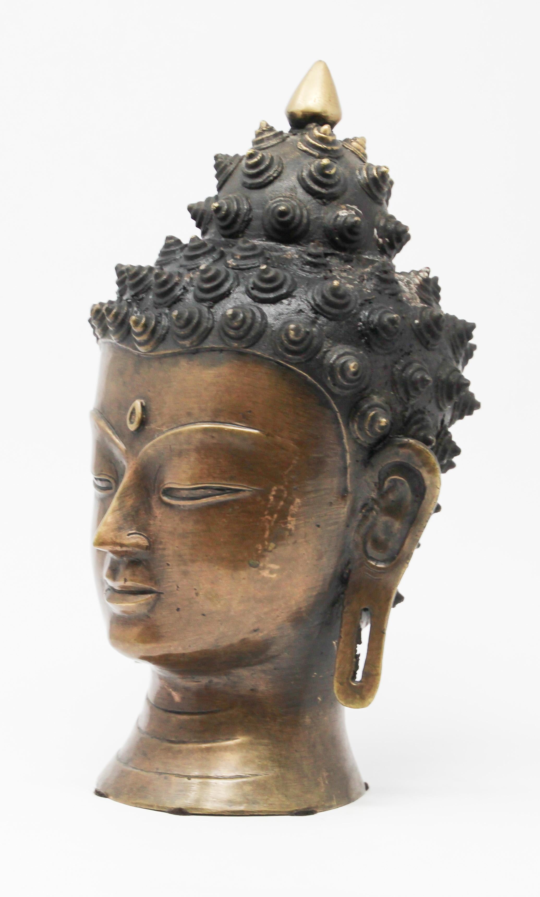 Cast Bronze Buddha Head 1