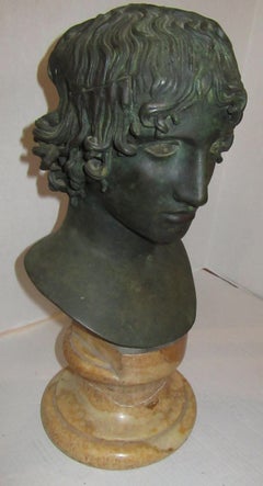 Cast Bronze Bust of Apollo on a Sienna Marble Base