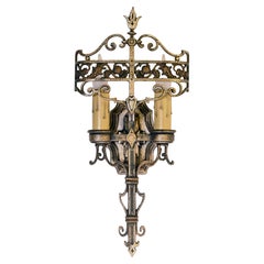 Antique Cast Bronze "Cambridge" 2 Candle Sconce by Lincoln Electric 5 Available