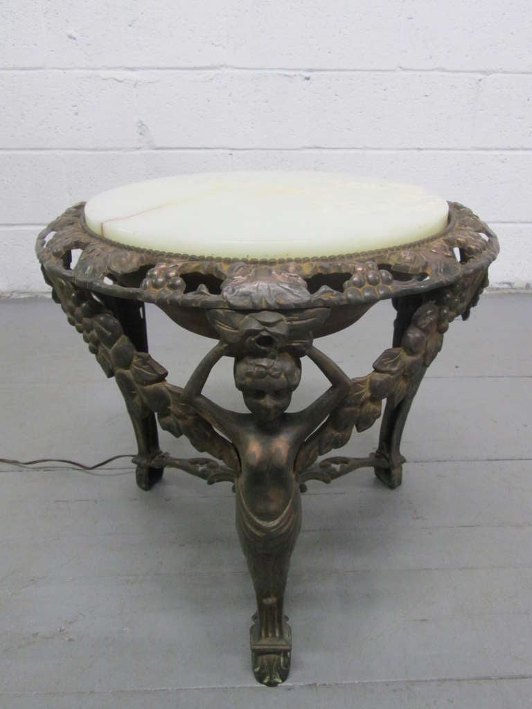 Cast Bronze Coffee Table with an Illuminating Alabaster Top In Good Condition For Sale In New York, NY