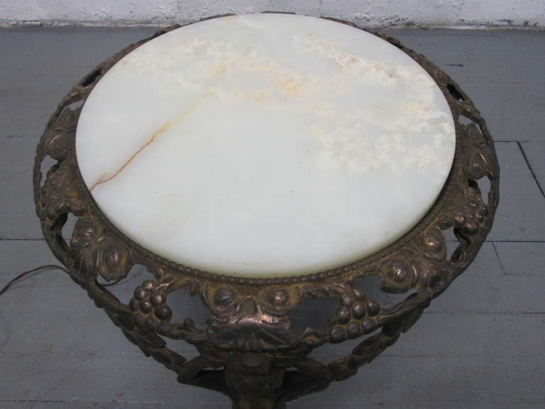 20th Century Cast Bronze Coffee Table with an Illuminating Alabaster Top For Sale