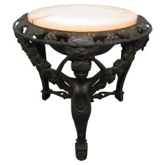 Cast Bronze Coffee Table with an Illuminating Alabaster Top