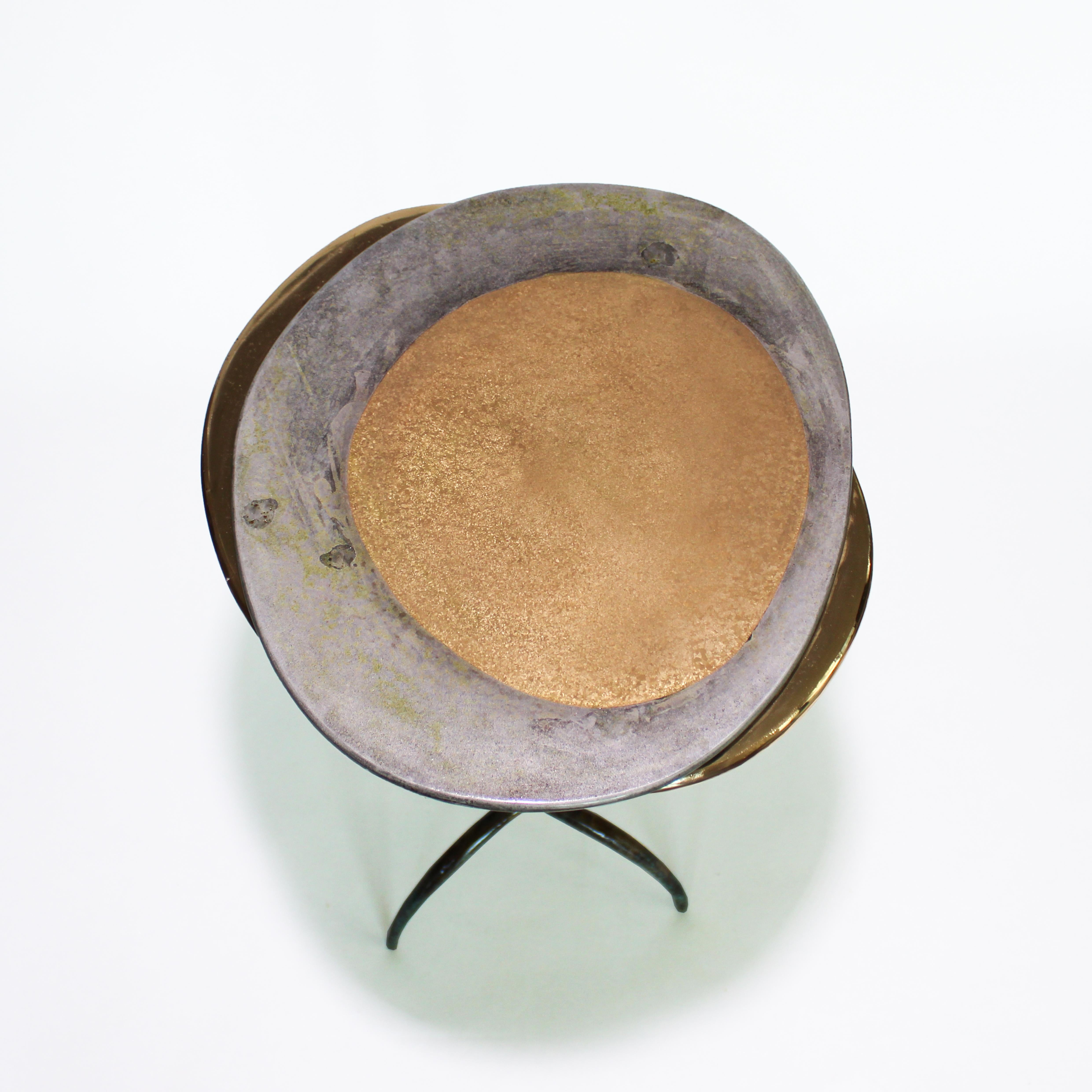 Contemporary Cast Bronze Colla Side Table by Studio Sunt For Sale