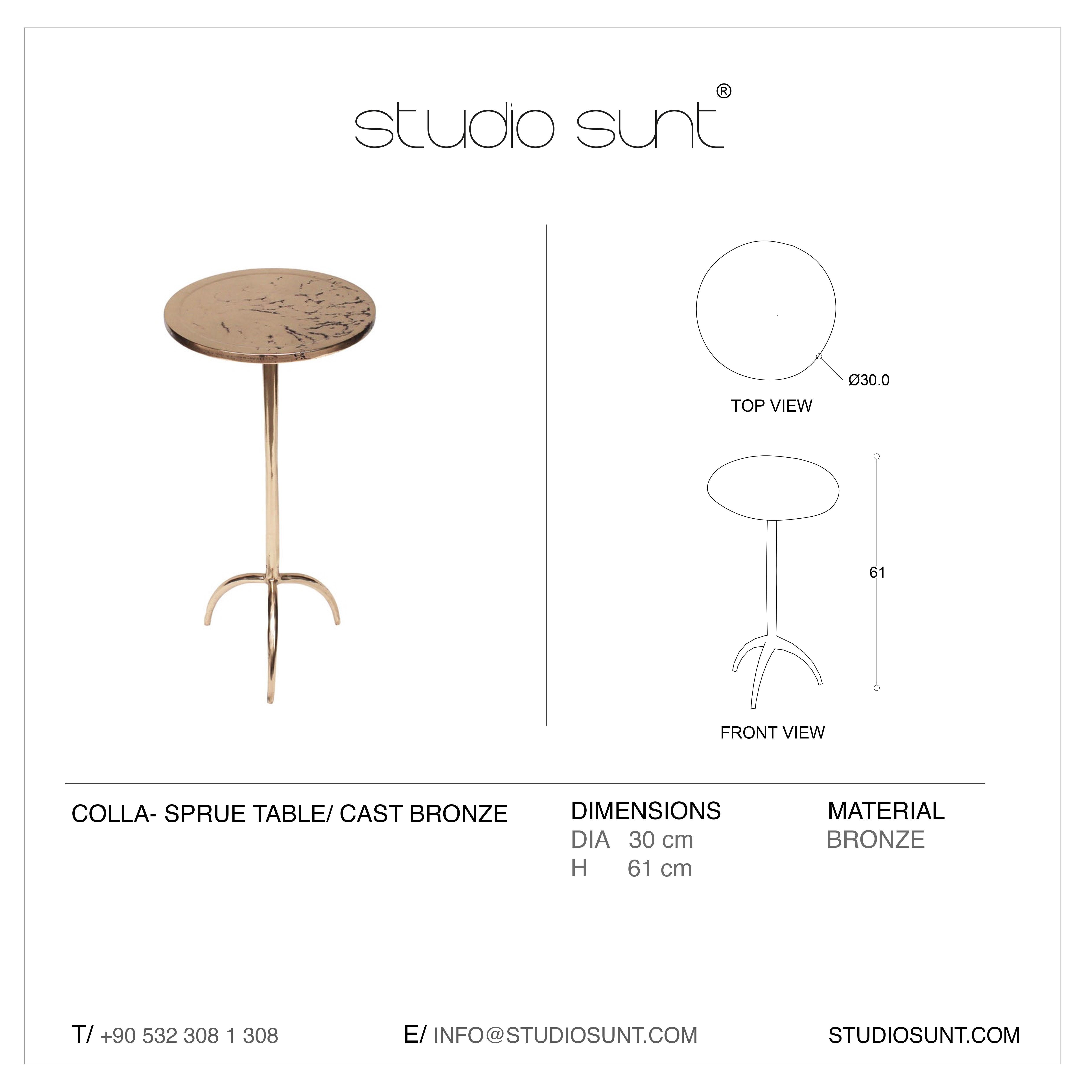 Cast Bronze Colla-Sprue Side Table by Studio Sunt For Sale 9