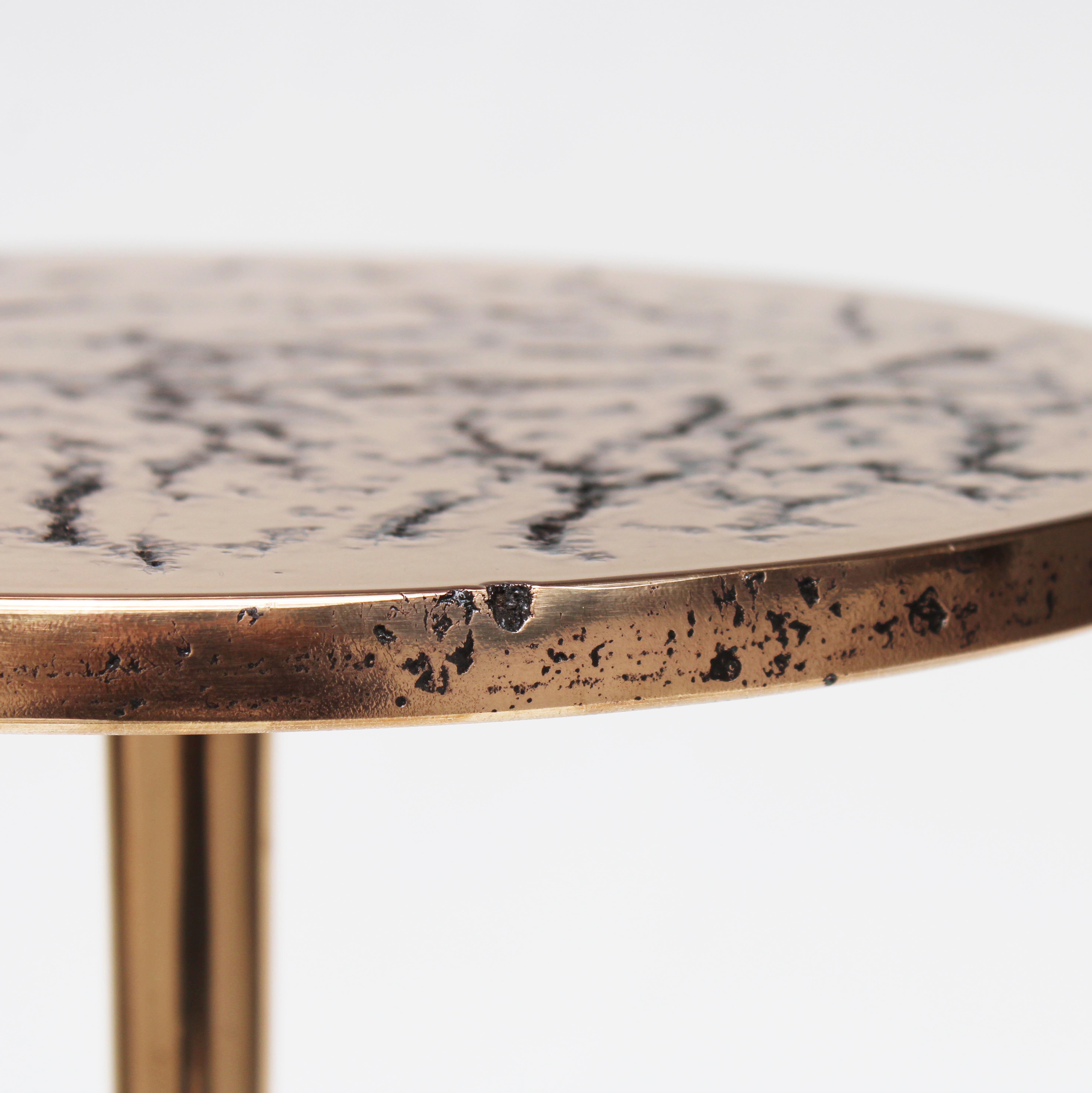 Contemporary Cast Bronze Colla-Sprue Side Table by Studio Sunt For Sale
