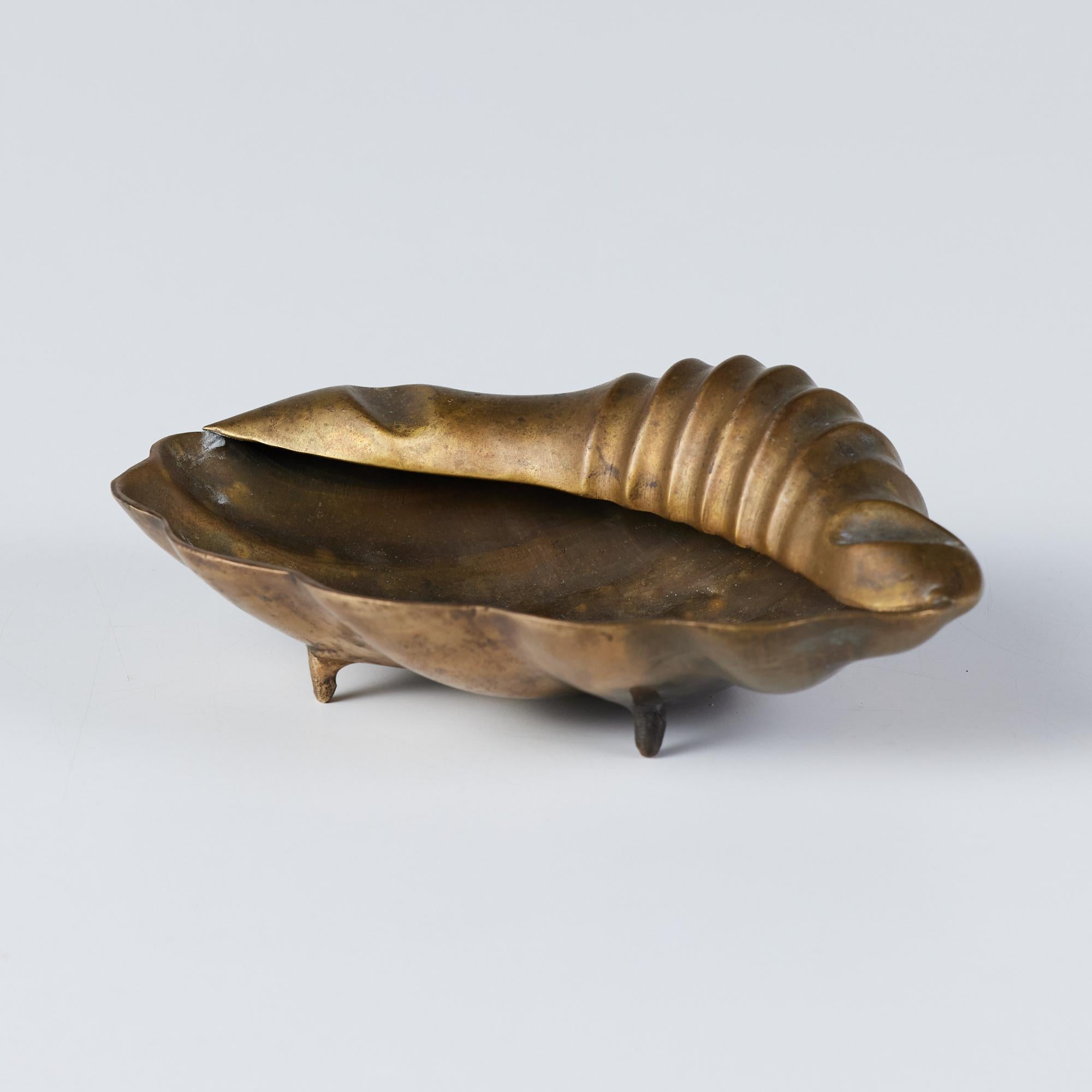 Mid-Century Modern Cast Bronze Conch Ashtray