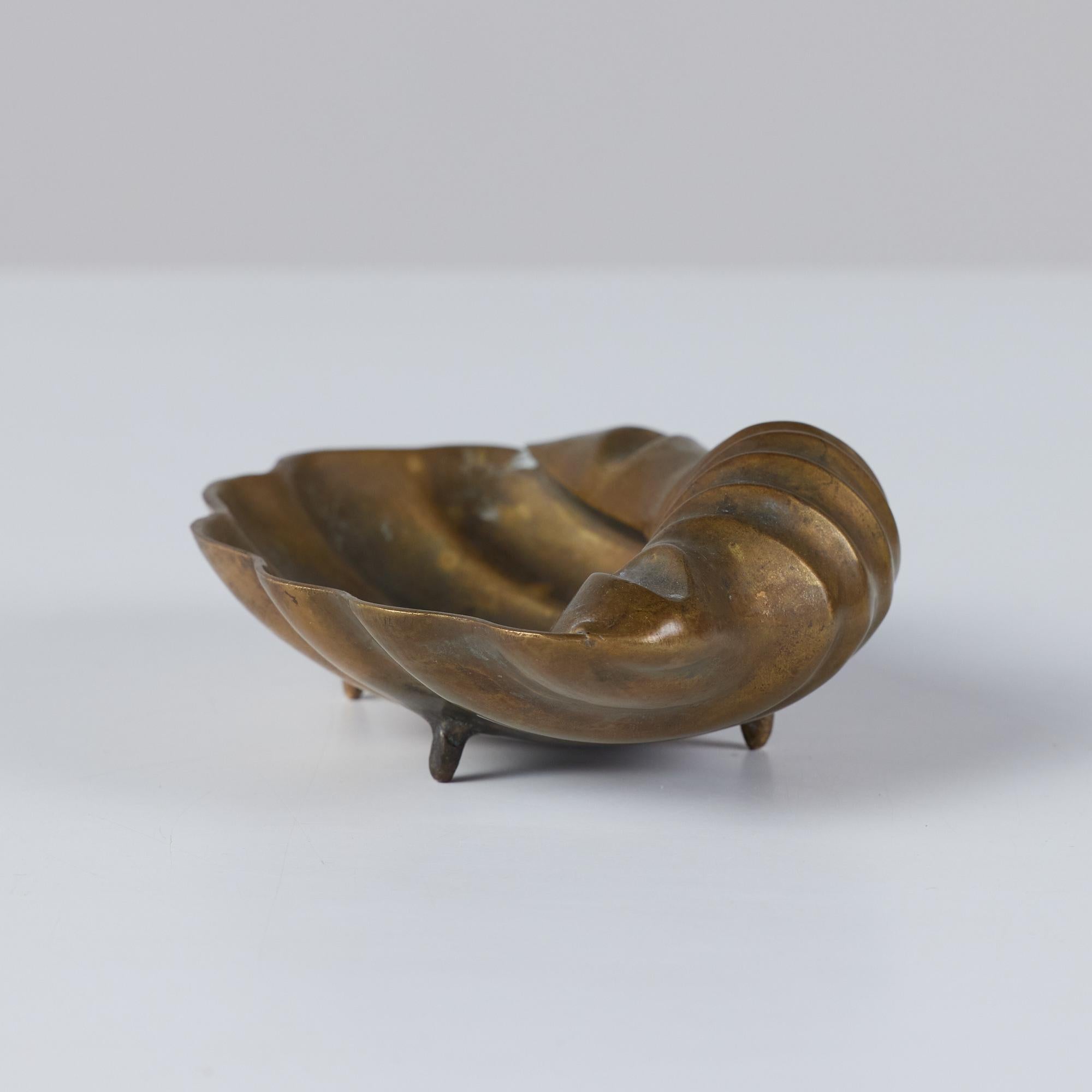 20th Century Cast Bronze Conch Ashtray