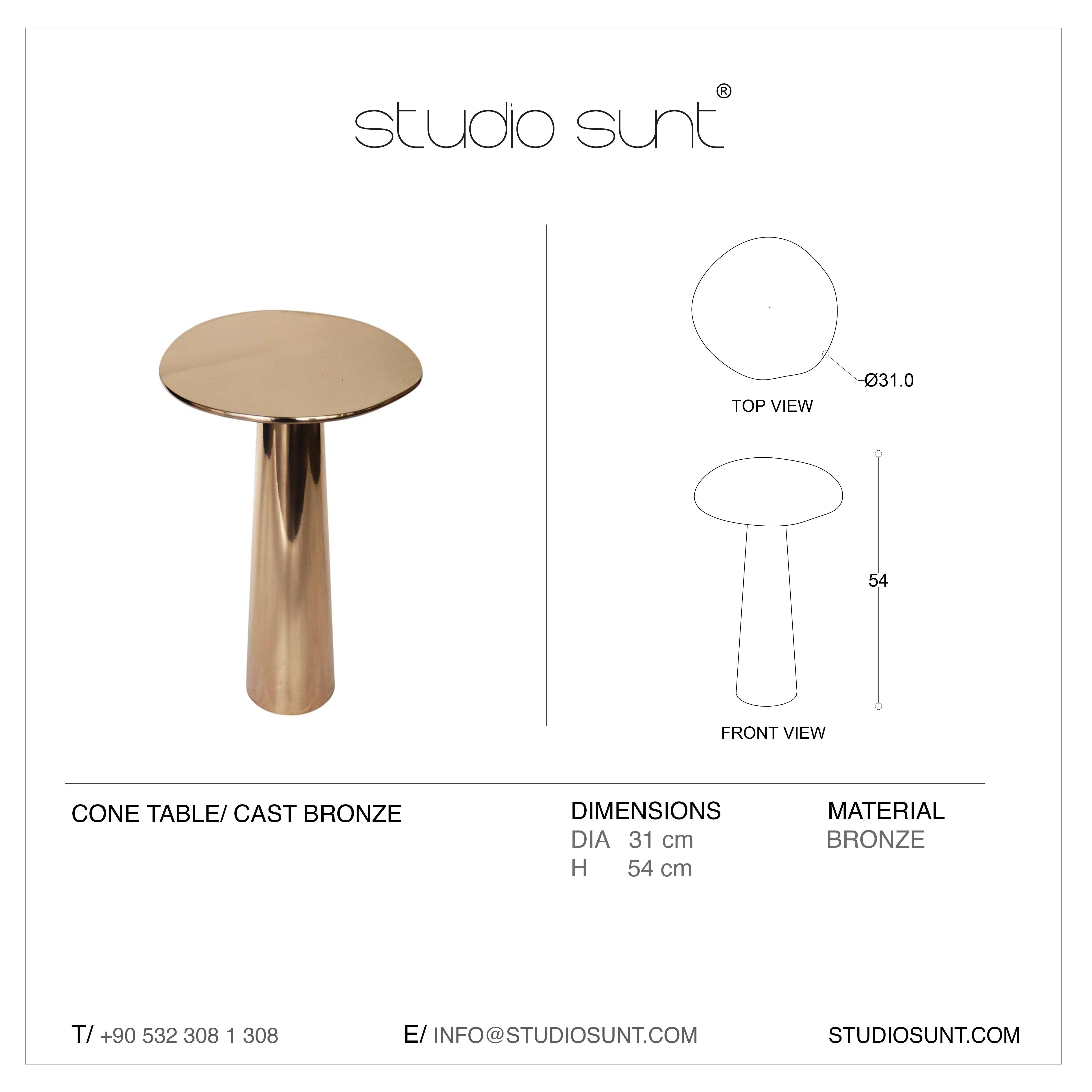 Cast Bronze Cone Side Table PB Finish by Studio Sunt For Sale 4