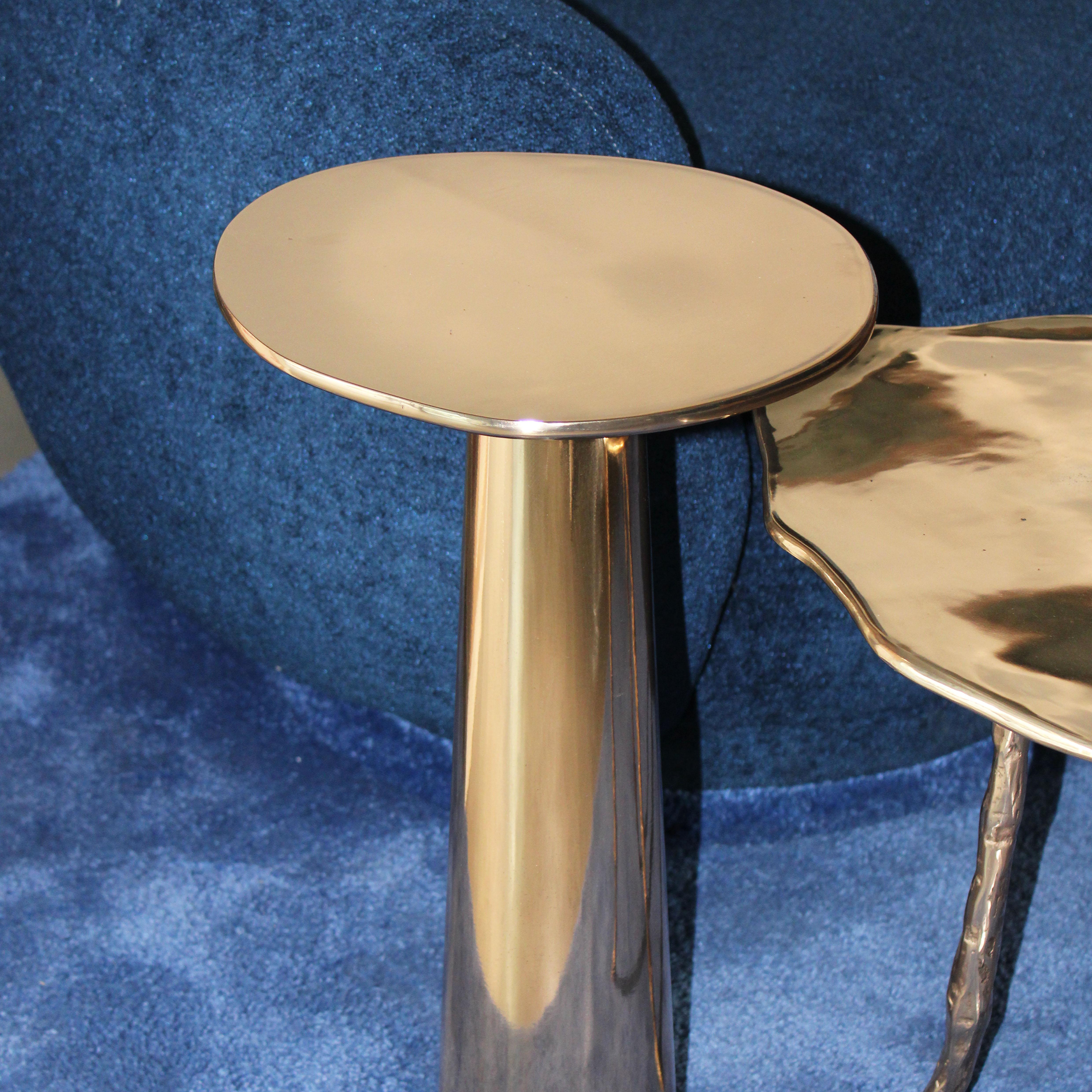 Modern Cast Bronze Cone Side Table PB Finish by Studio Sunt For Sale