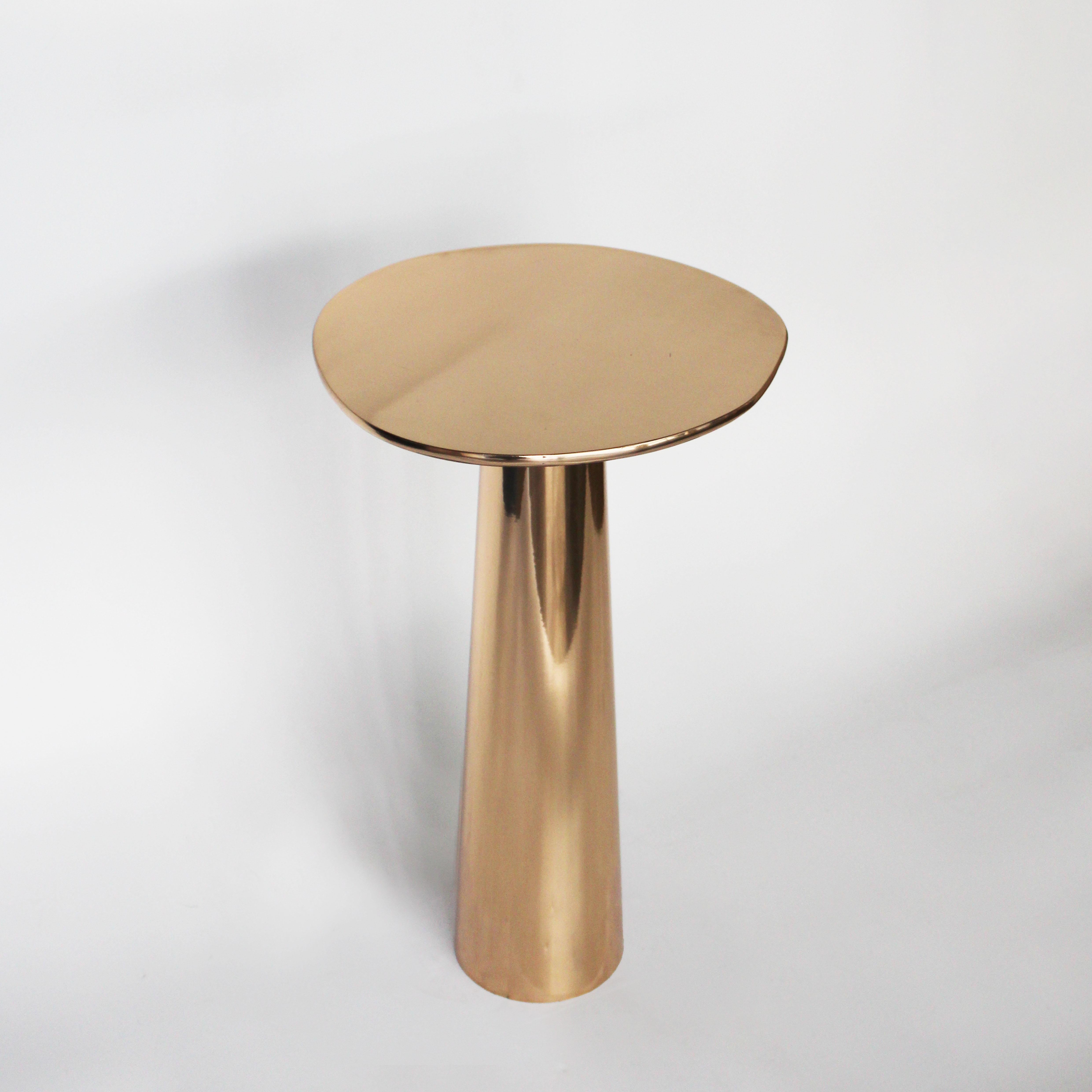Modern Cast Bronze Cone Side Table PB Finish by Studio Sunt For Sale