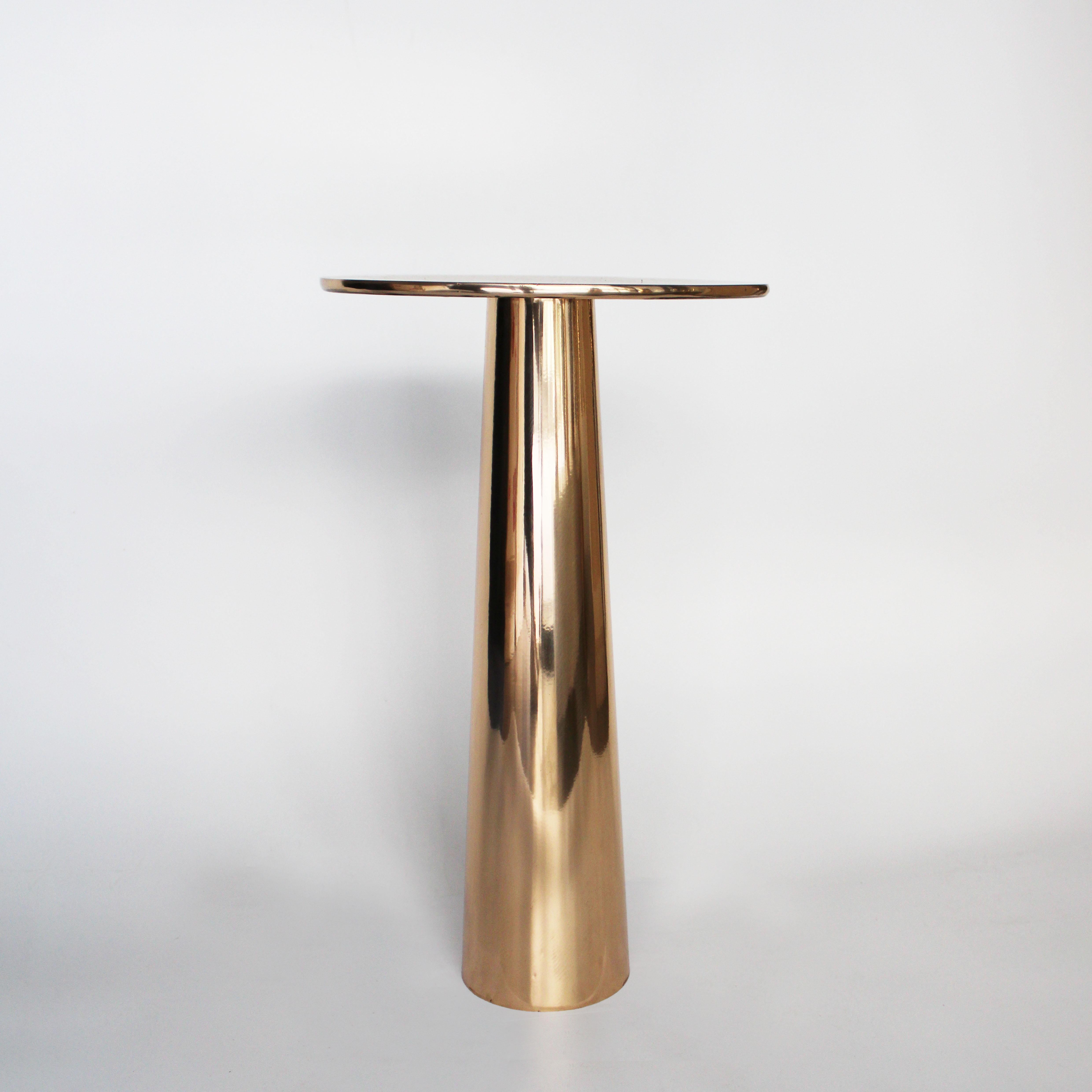Turkish Cast Bronze Cone Side Table PB Finish by Studio Sunt For Sale
