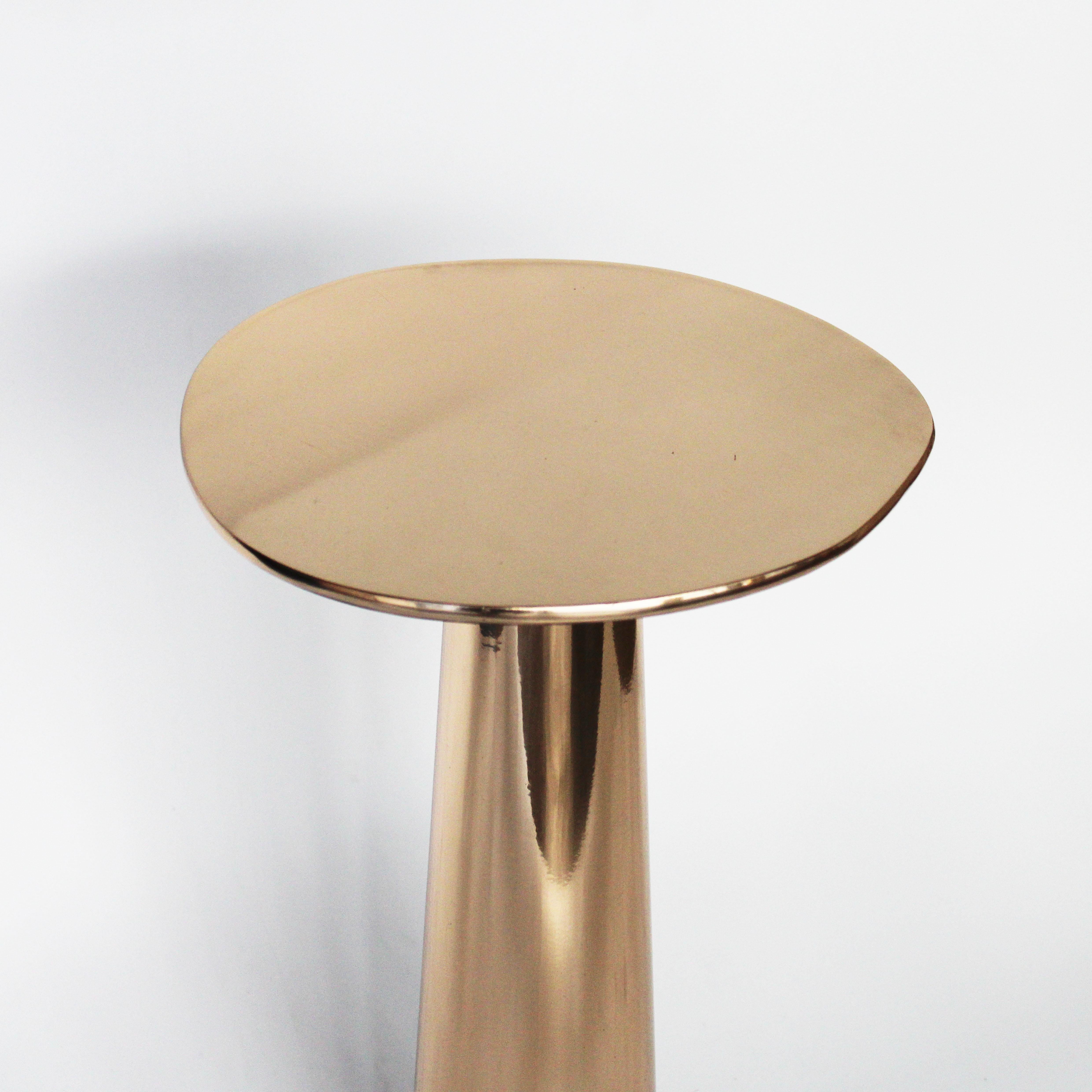Contemporary Cast Bronze Cone Side Table PB Finish by Studio Sunt For Sale