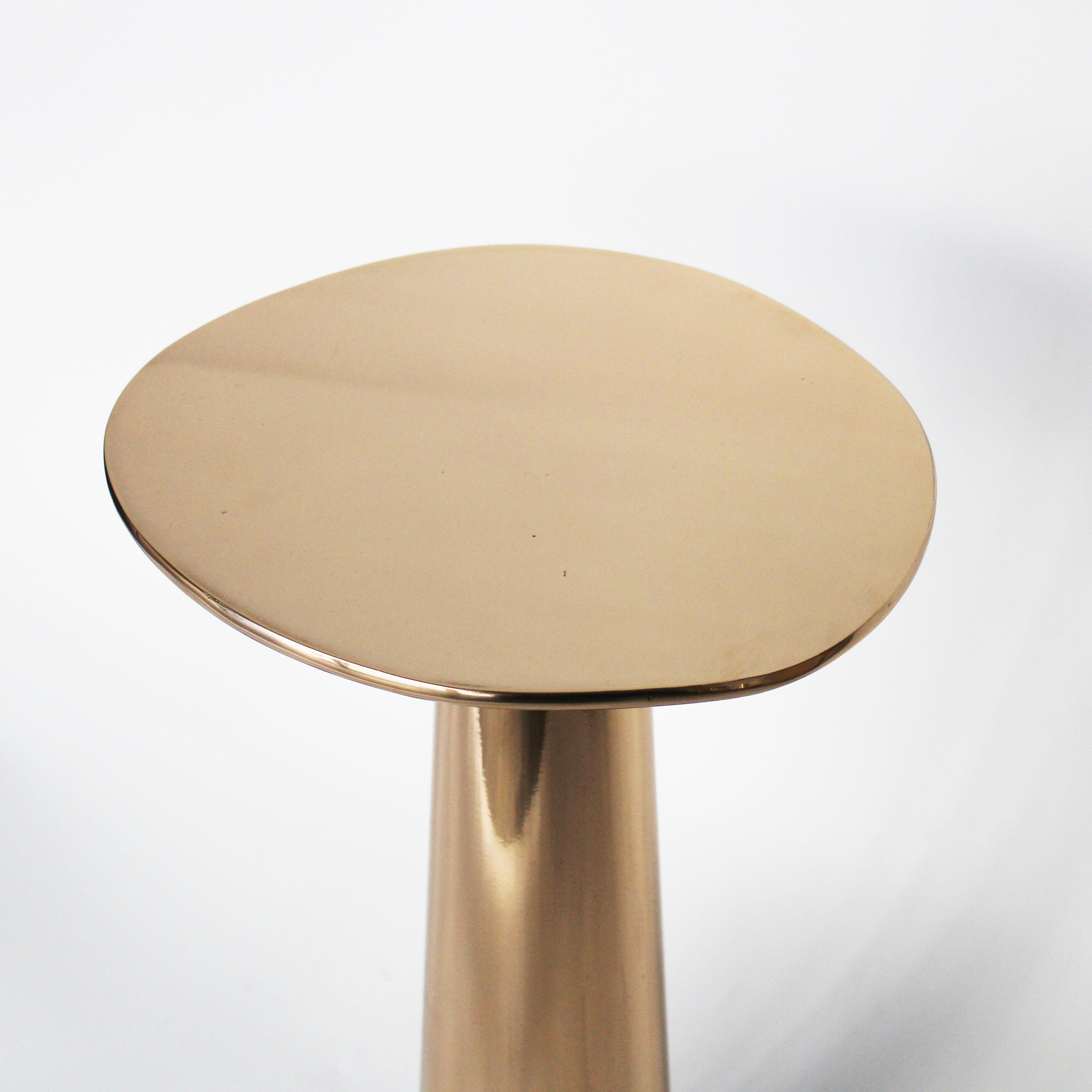 Contemporary Cast Bronze Cone Side Table PB Finish by Studio Sunt For Sale