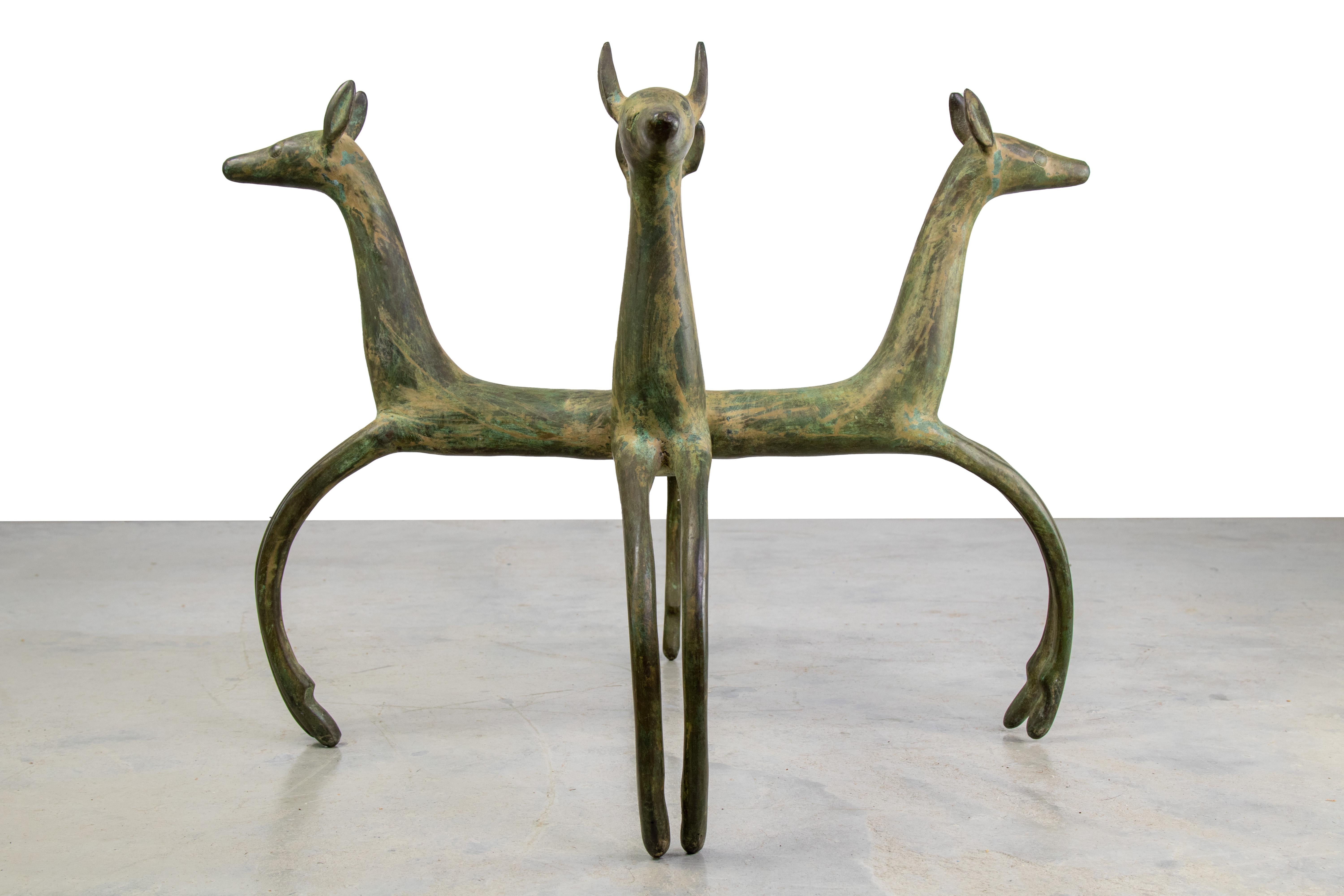 Mid-Century Modern Cast Bronze Deer Form Table Base After French Designer Armand-Albert Rateau