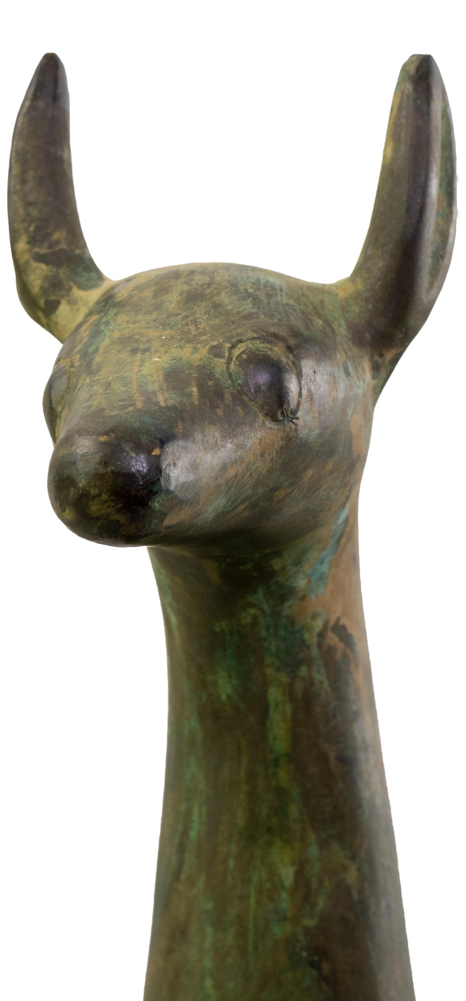 Cast Bronze Deer Form Table Base After French Designer Armand-Albert Rateau In Good Condition In St.Petersburg, FL