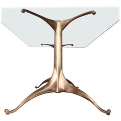Cast Bronze Dining Table Pedestal Base with Optional Glass Top