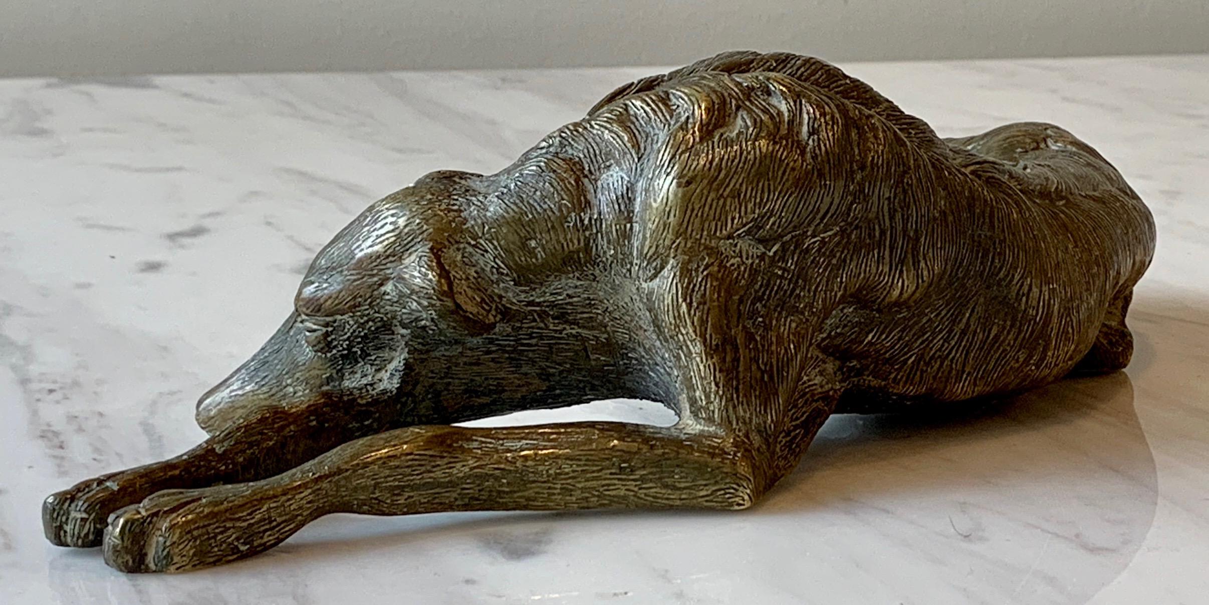 French Cast Bronze Dog Sculpture