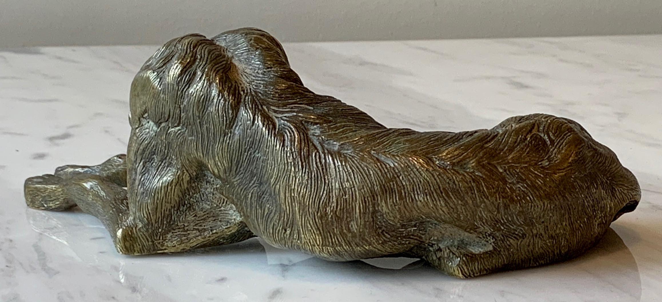 Cast Bronze Dog Sculpture In Good Condition In Kilmarnock, VA