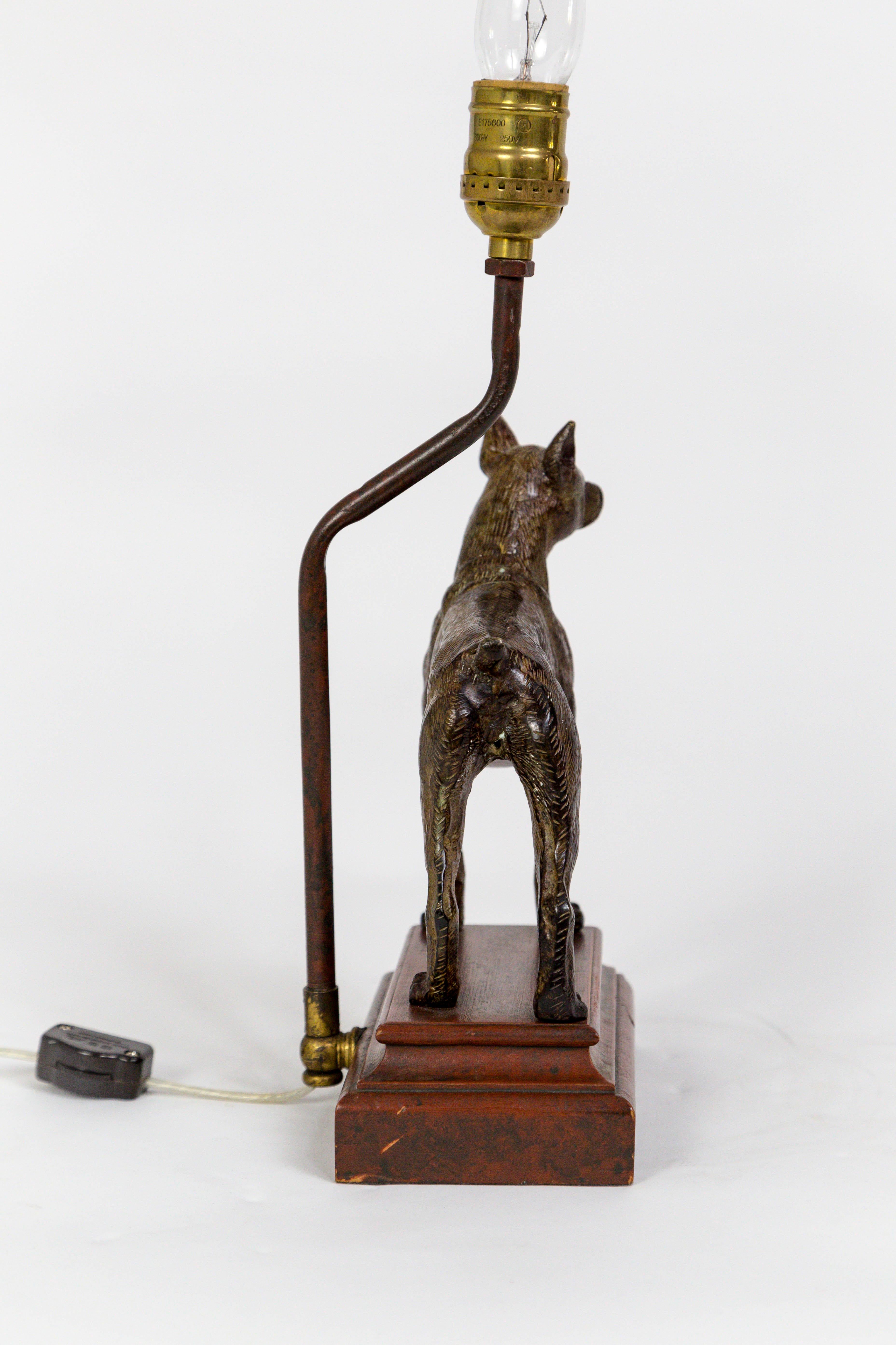 Cast Bronze Dog Sculpture Lamp In Good Condition In San Francisco, CA