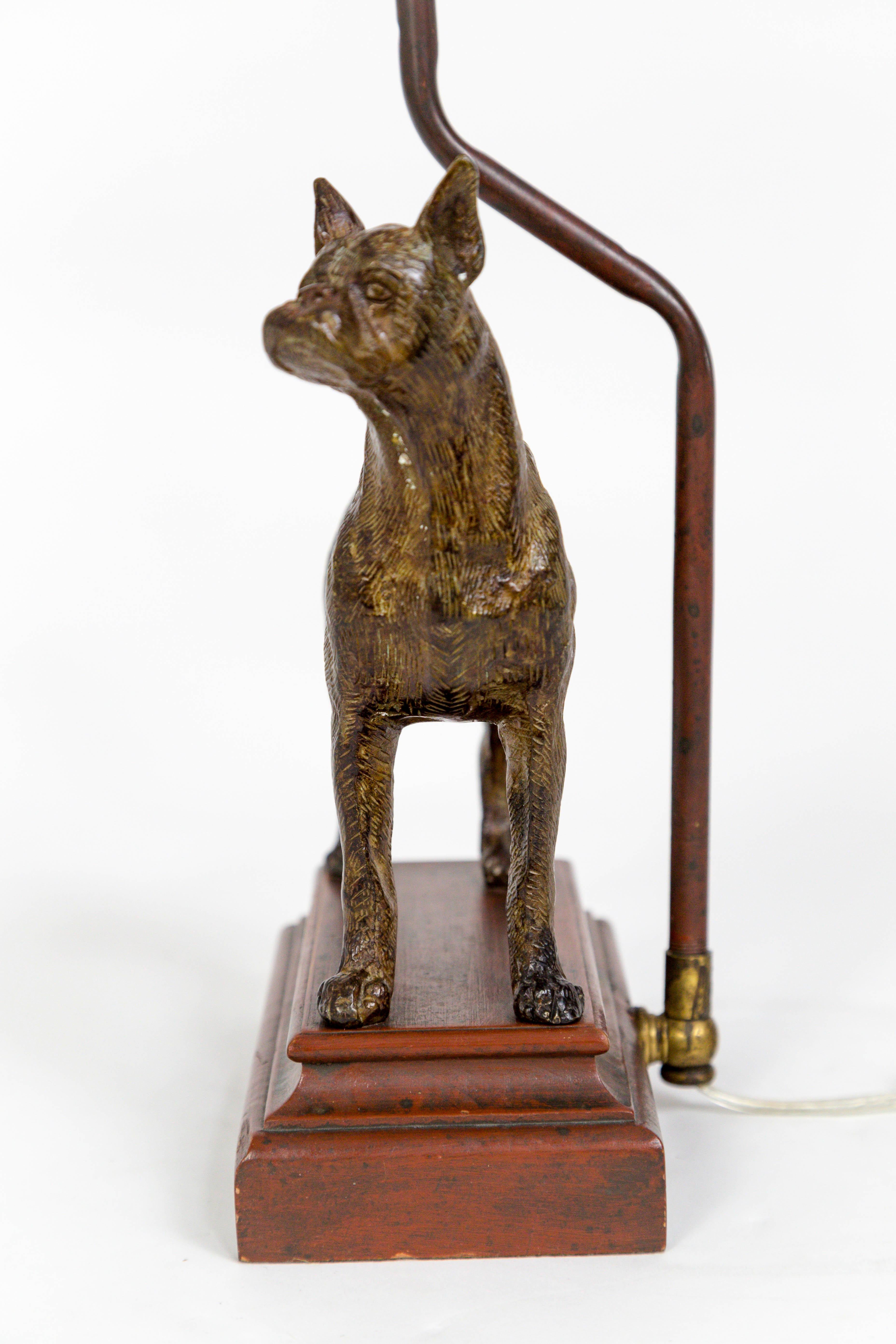 Brass Cast Bronze Dog Sculpture Lamp