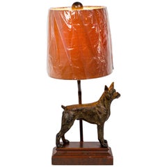 Antique Cast Bronze Dog Sculpture Lamp