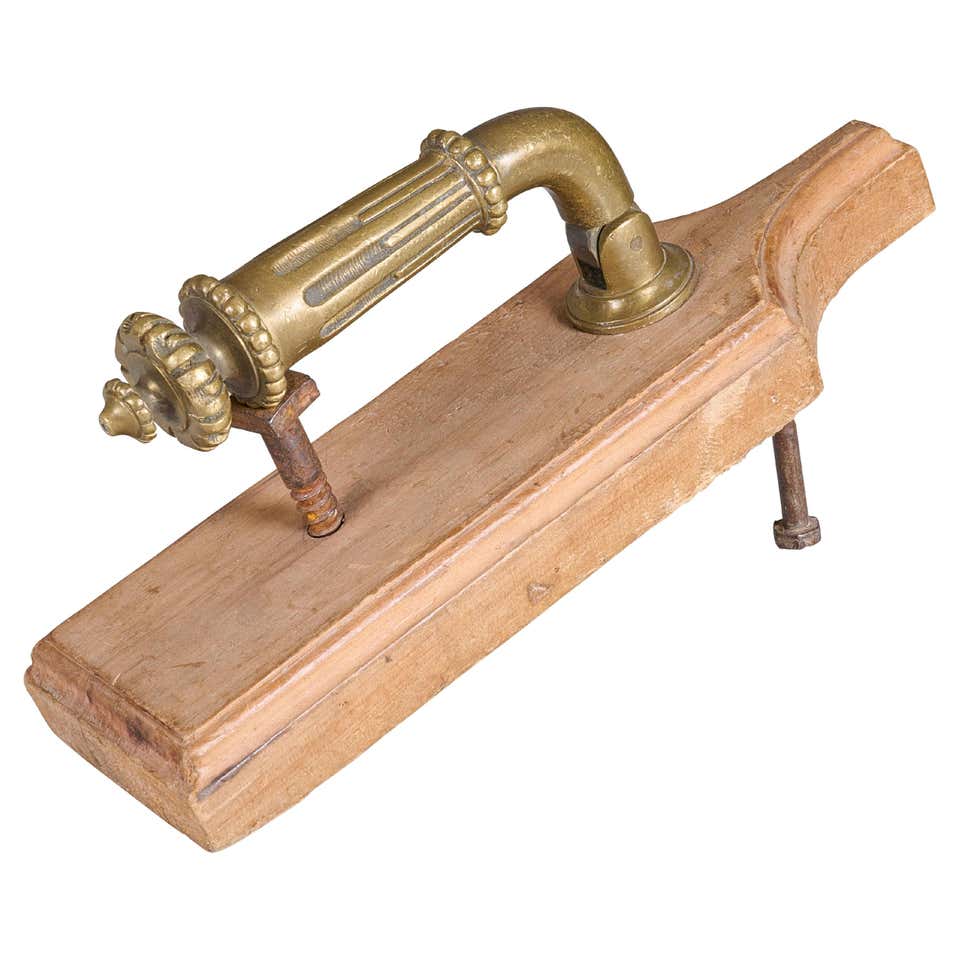 Pomello Del Cerchio In Legno E 6 "Ottone Rim Lock Set Vecchio - Foto 5