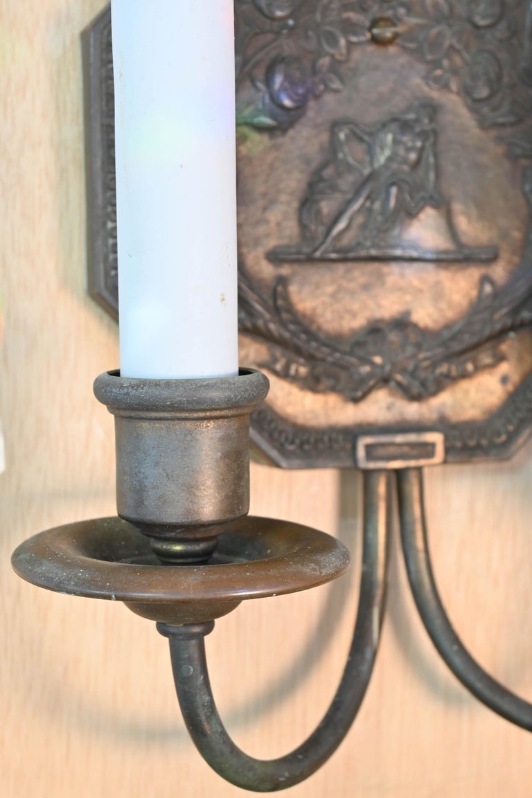 Cast Bronze e.f. Caldwell Two-Arm Sconce Pair For Sale 7