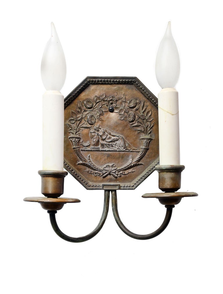 Cast Bronze e.f. Caldwell Two-Arm Sconce Pair For Sale 3