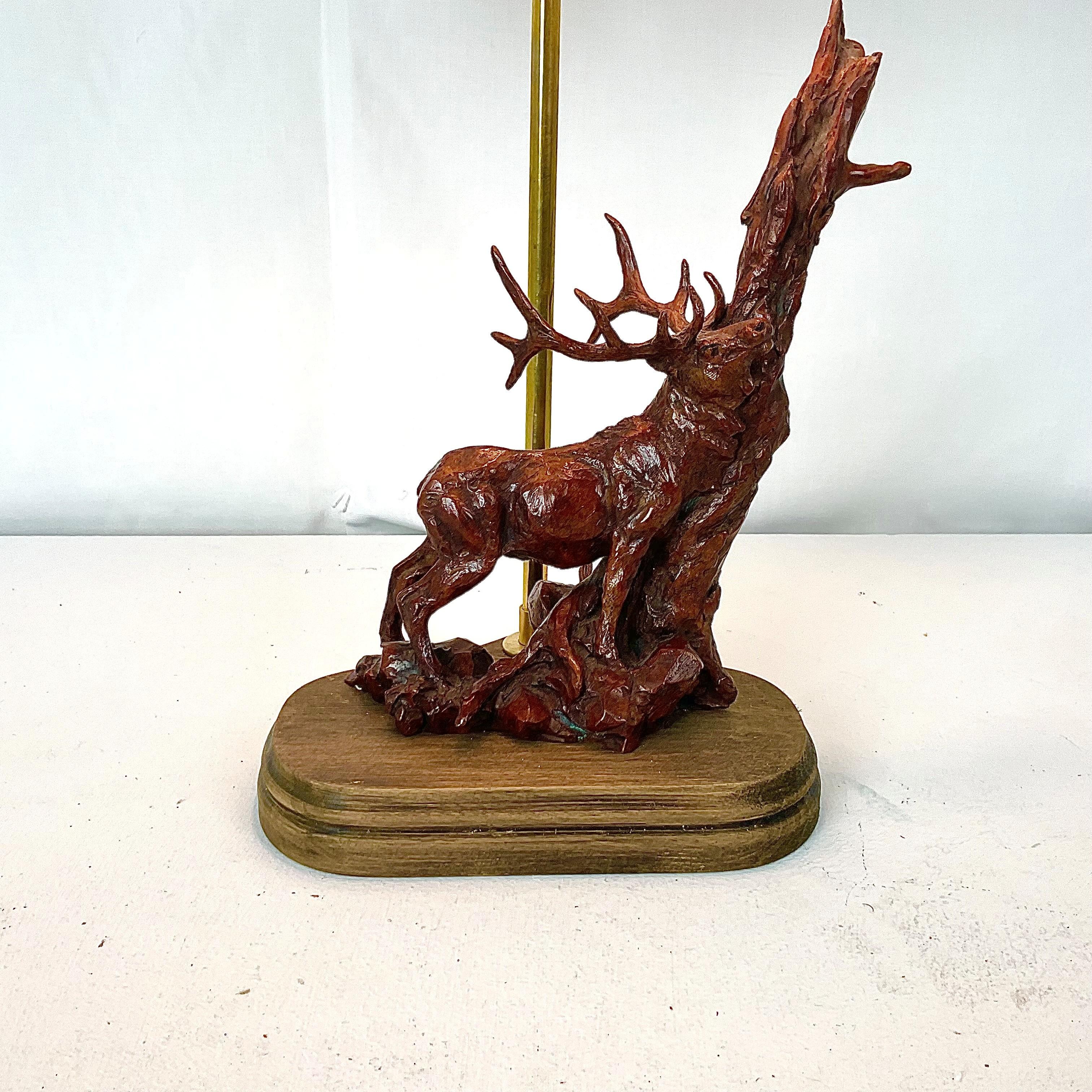 Cast Bronze Elk Lamp For Sale 3