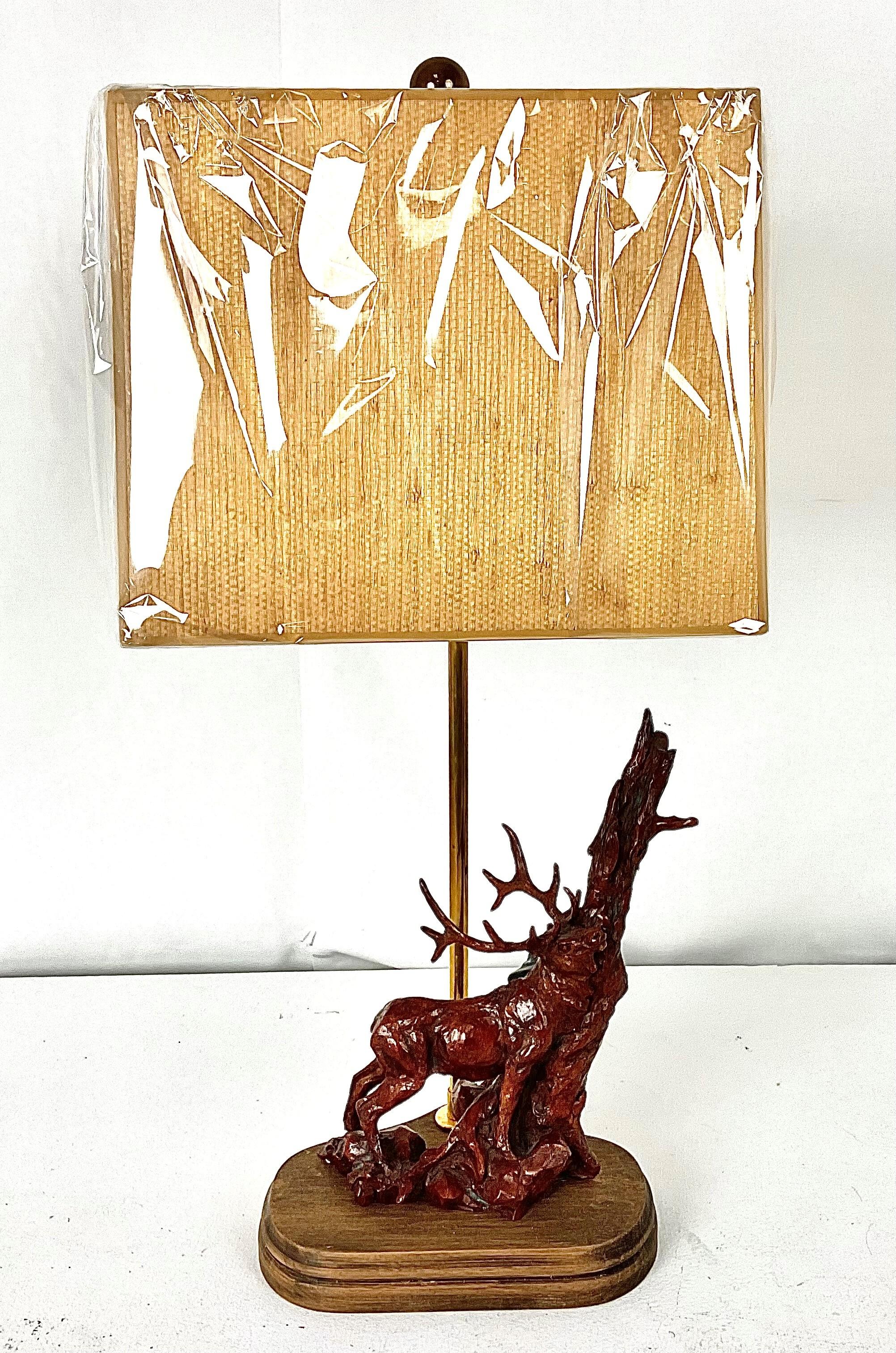 Cast Bronze Elk Lamp For Sale 2