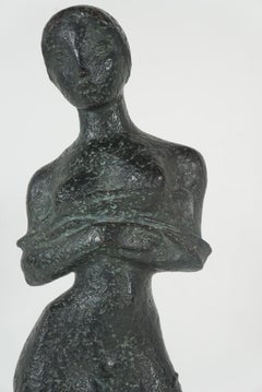 Cast Bronze Figure by Georges Oudot “Femme Debout Au Drape"