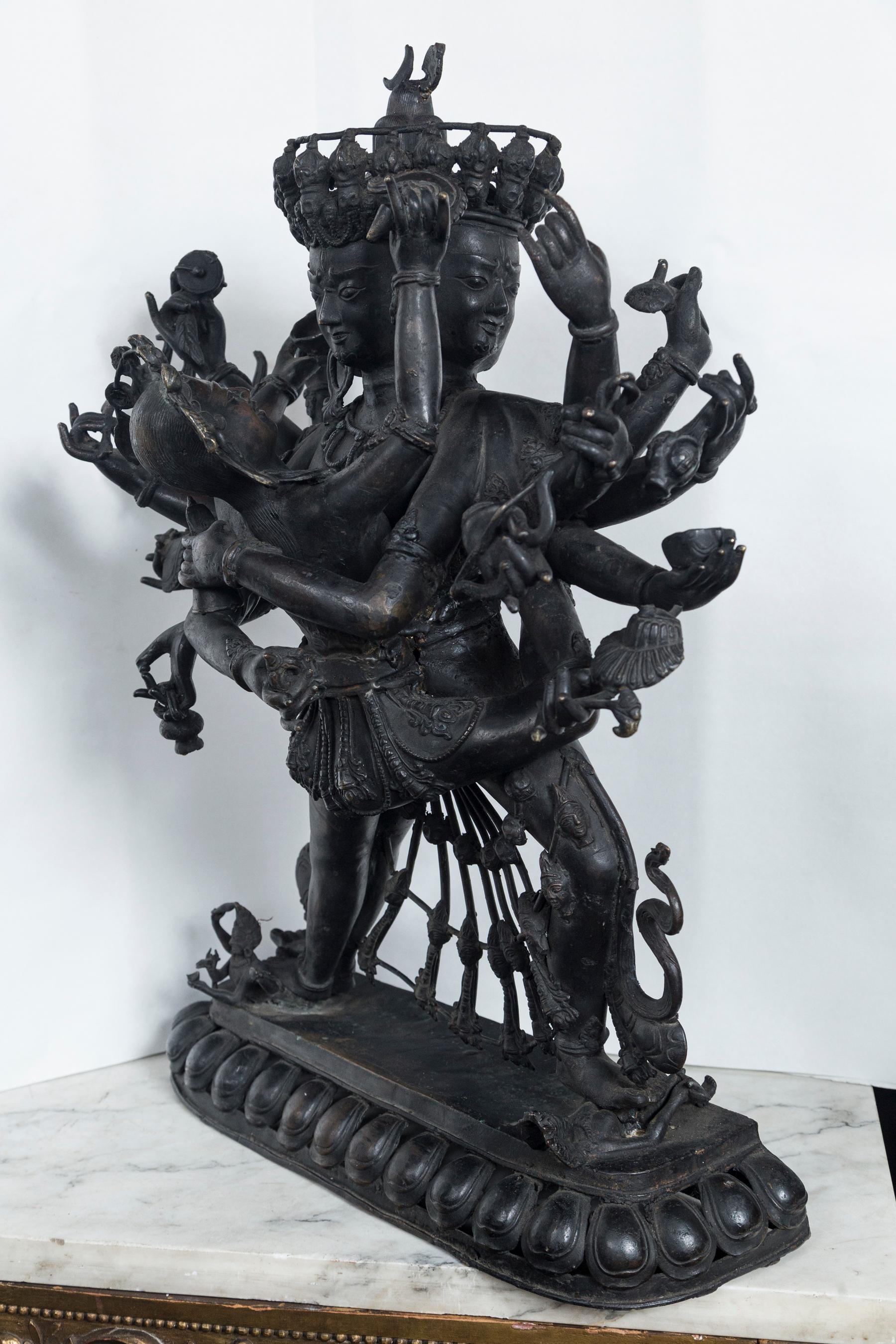 Cast Bronze Figure of the Buddhist Diety Chakrasamvara For Sale 5