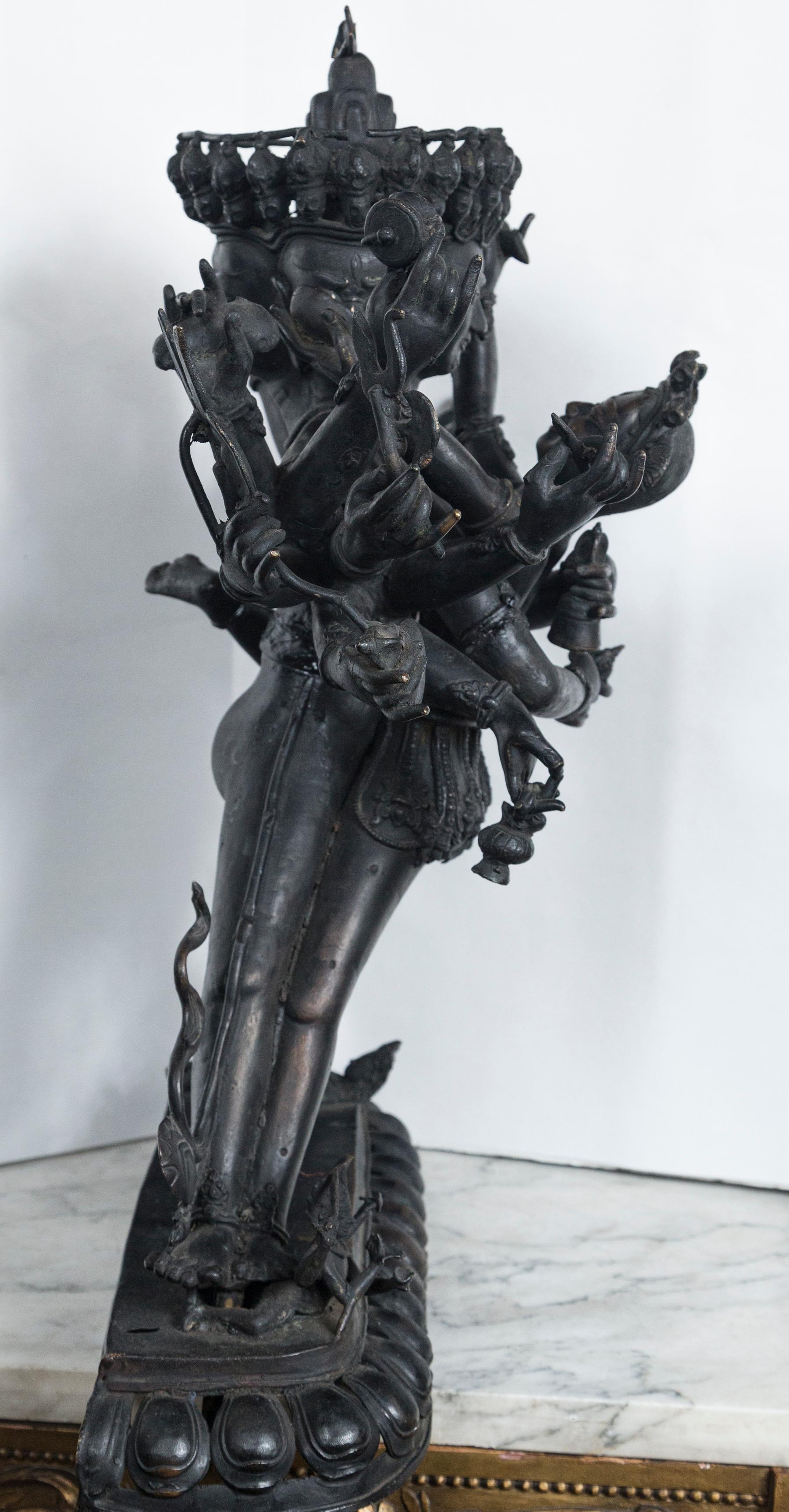 19th Century Cast Bronze Figure of the Buddhist Diety Chakrasamvara For Sale