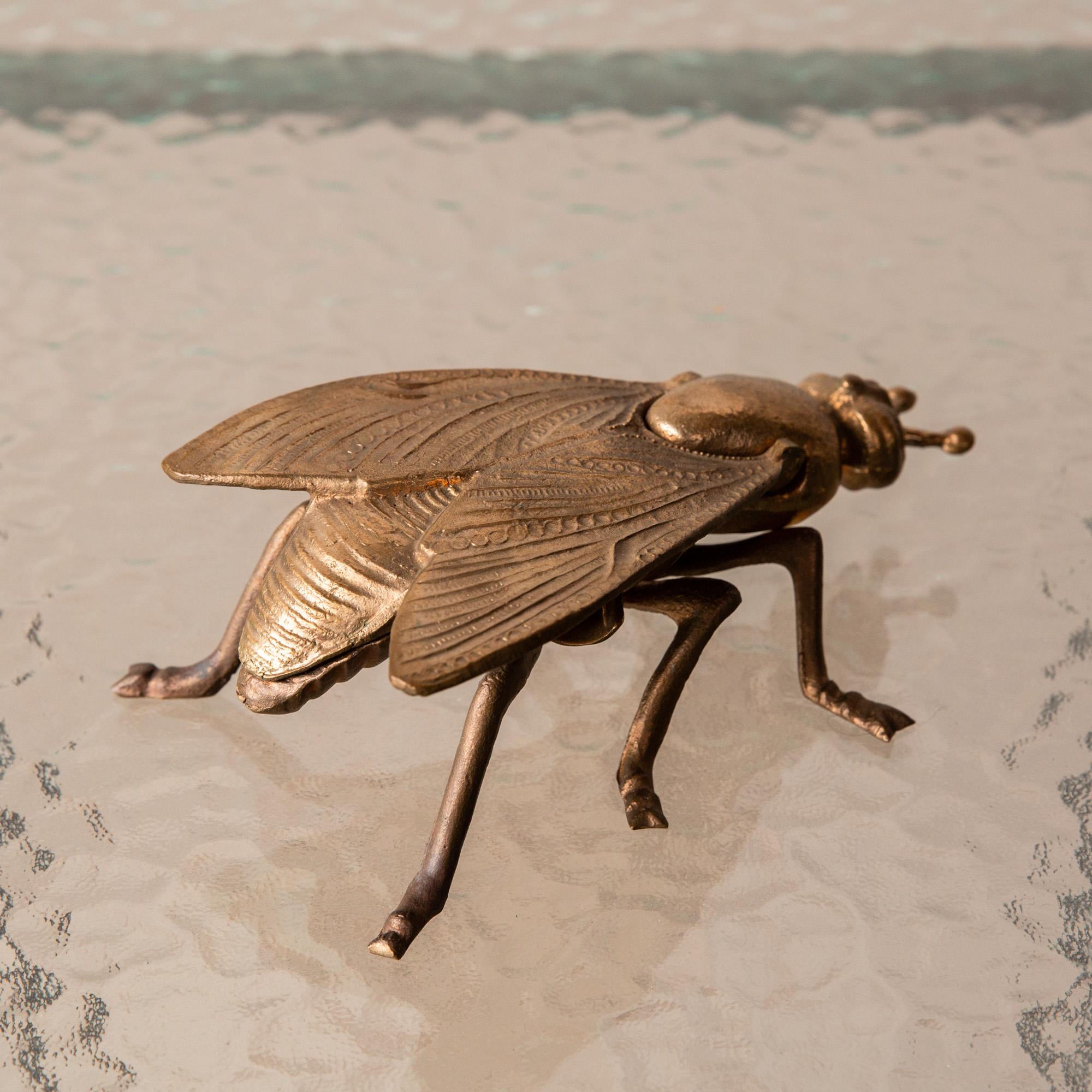 Cast Bronze Fly Sculpture with Hidden Ashtray In Excellent Condition In Los Angeles, CA