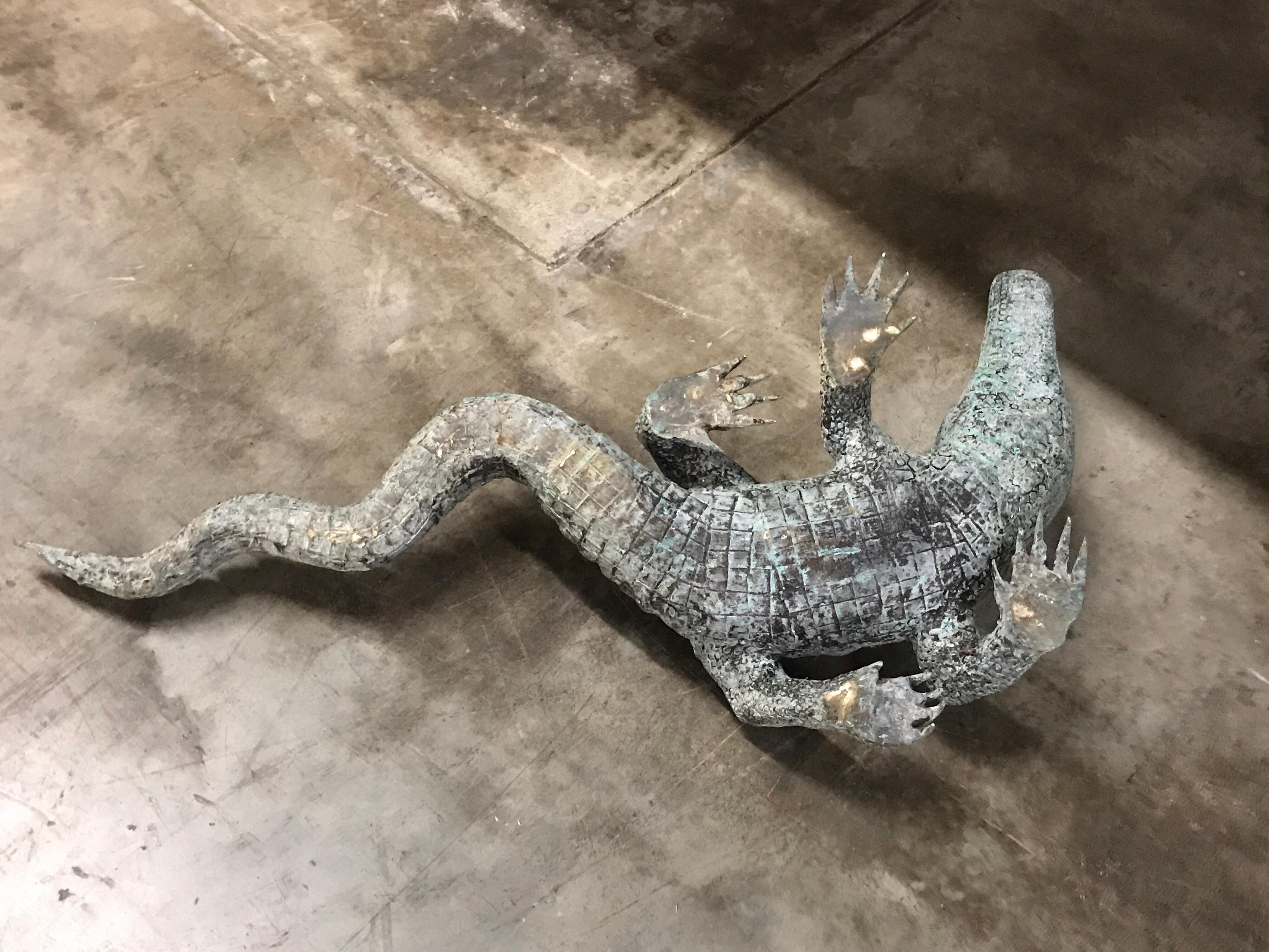 Cast Bronze Garden Sculpture of an Alligator For Sale 4