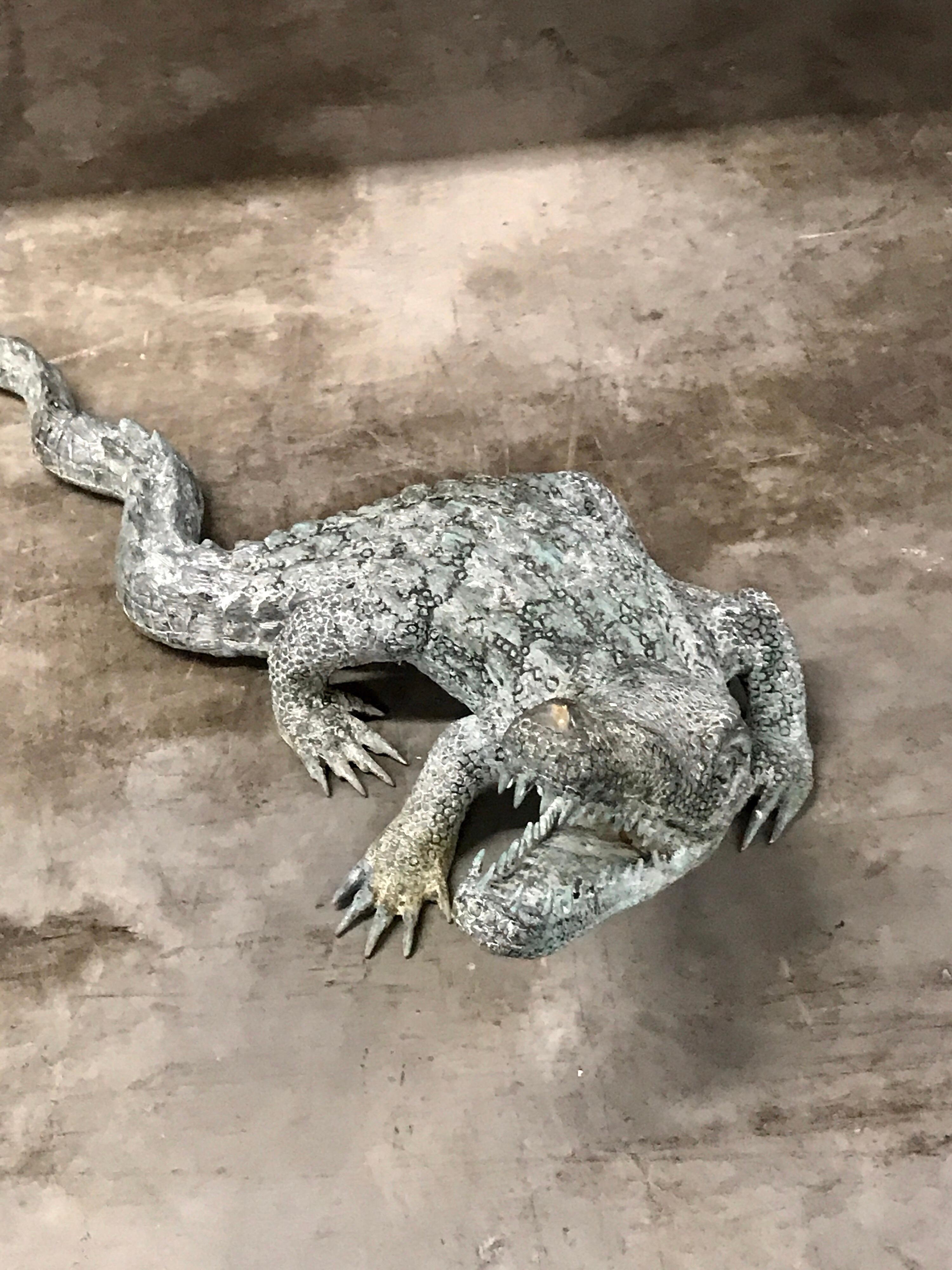 Cast Bronze Garden Sculpture of an Alligator In Good Condition For Sale In Atlanta, GA