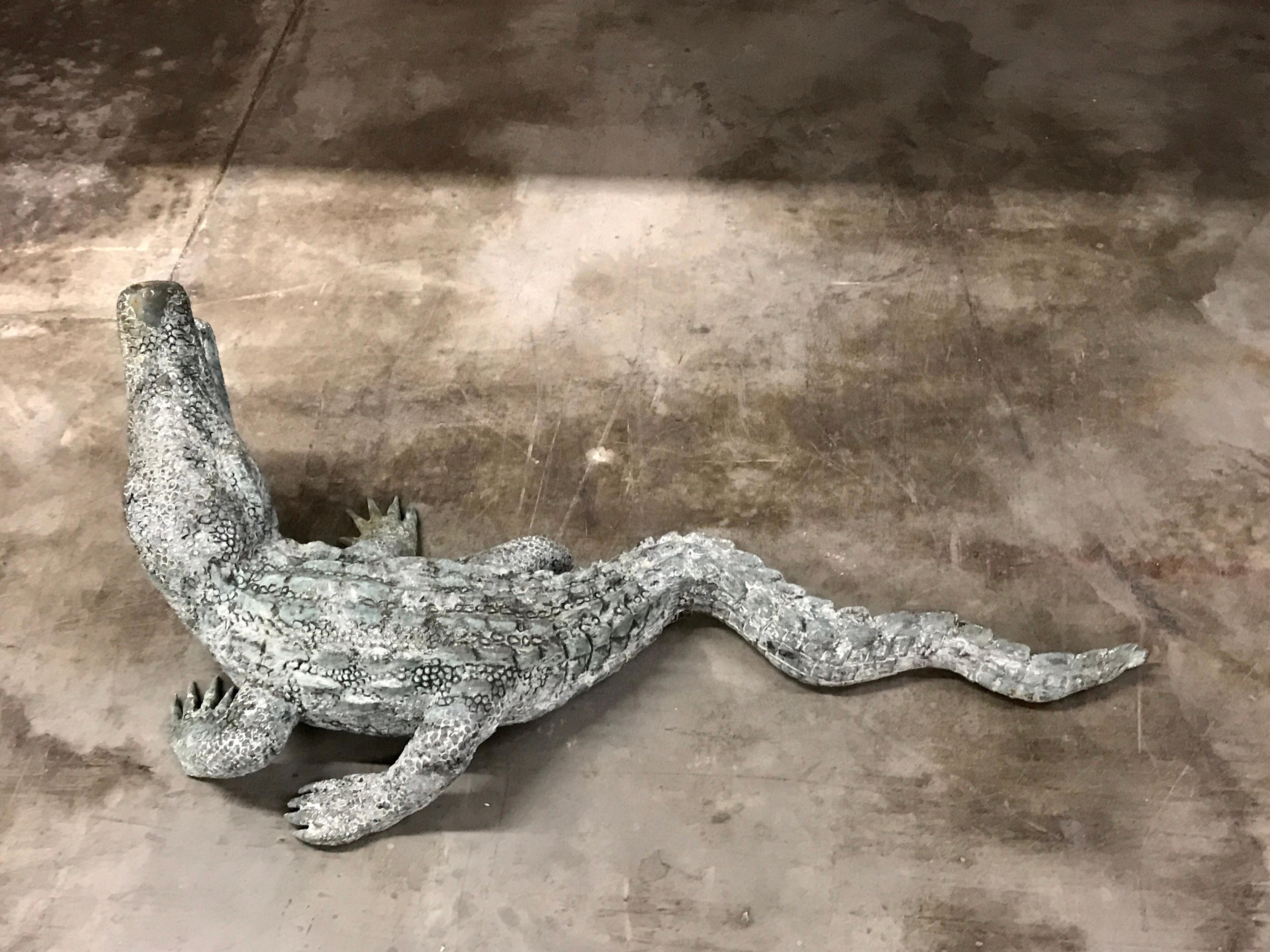 Cast Bronze Garden Sculpture of an Alligator For Sale 2