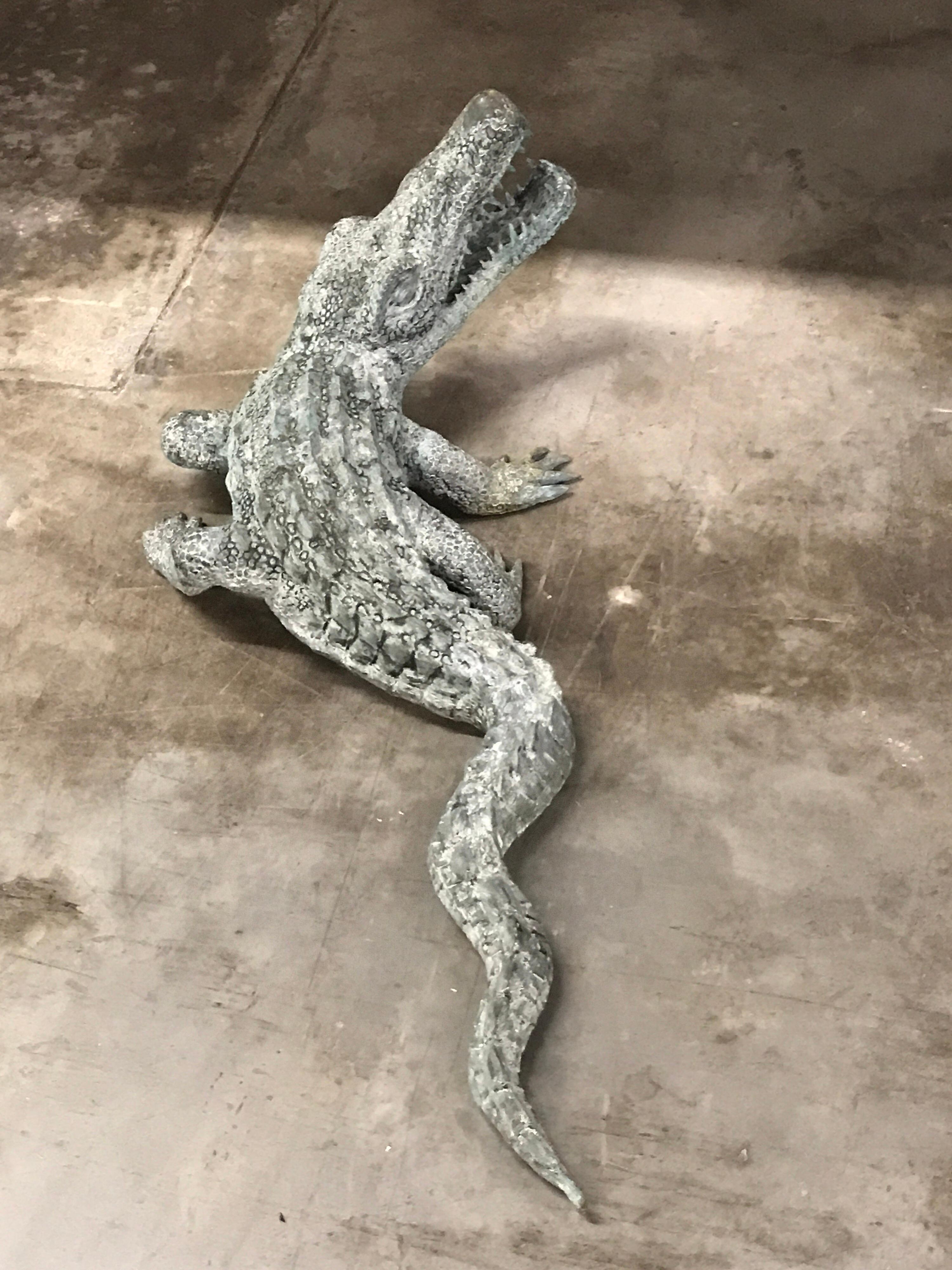 Cast Bronze Garden Sculpture of an Alligator For Sale 3