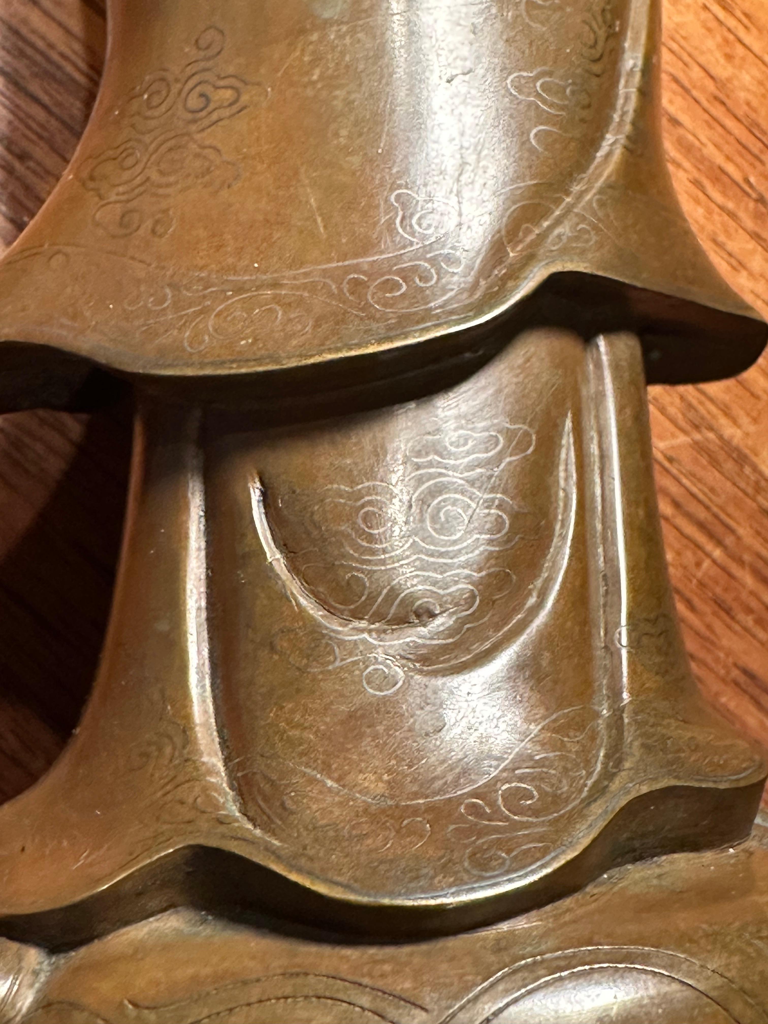 Qing Dynasty Cast Bronze Standing Guanyin with Shisou Mark 5