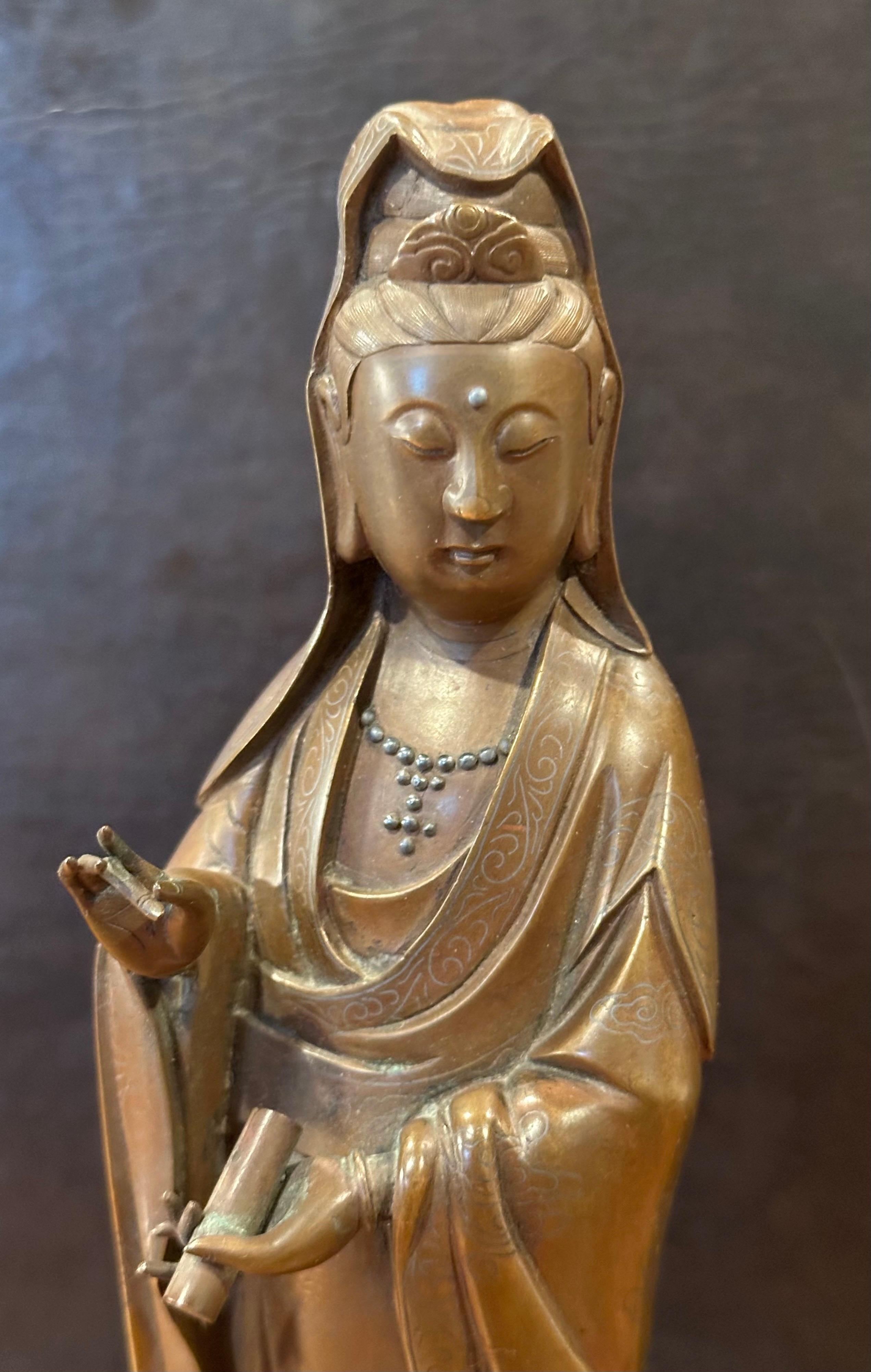 Qing Dynasty Cast Bronze Standing Guanyin with Shisou Mark 4