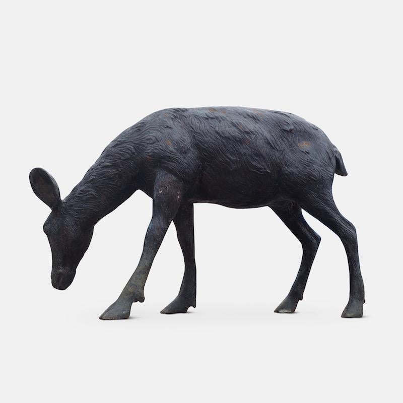 Cast Bronze Grazing Fawn Sculpture 4