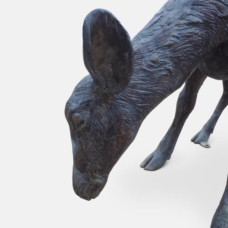 Cast Bronze Grazing Fawn Sculpture 8