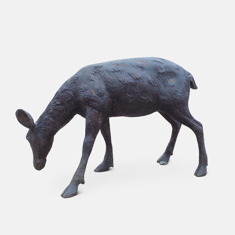 Cast Bronze Grazing Fawn Sculpture 12