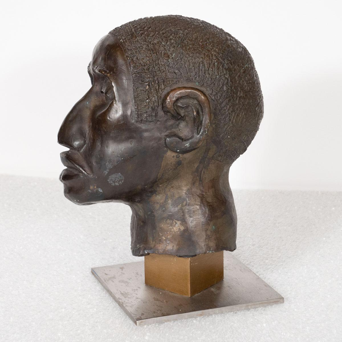 American Cast Bronze Head Sculpture