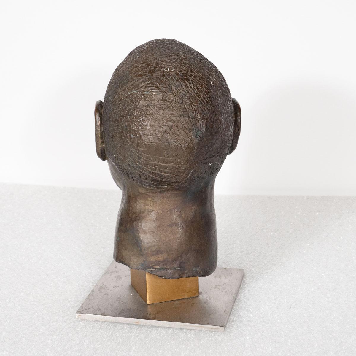 Late 20th Century Cast Bronze Head Sculpture
