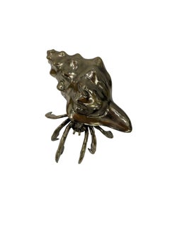 Cast Bronze Hermit Crab Sculpture — Organic Coastal Form with Polished Patina