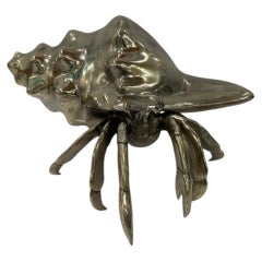 Cast Bronze Hermit Crab Sculpture — Organic Coastal Form with Polished Patina