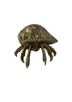 Cast Bronze Hermit Crab Sculpture Ribbed Shell Form with Sculptural Claw Detail