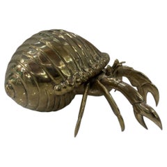 Cast Bronze Hermit Crab Sculpture Ribbed Shell Form with Sculptural Claw Detail
