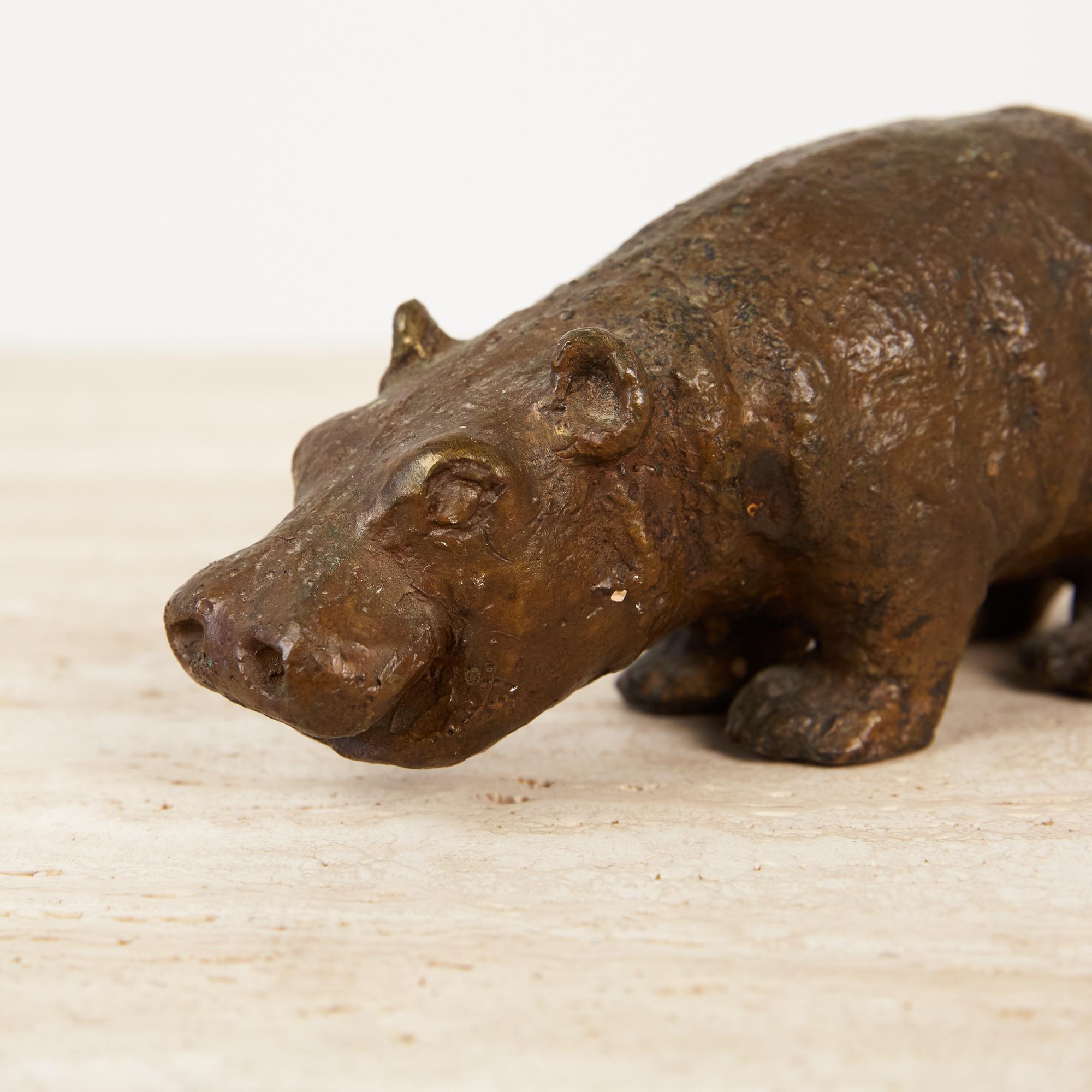 Cast Bronze Hippo Sculpture 4